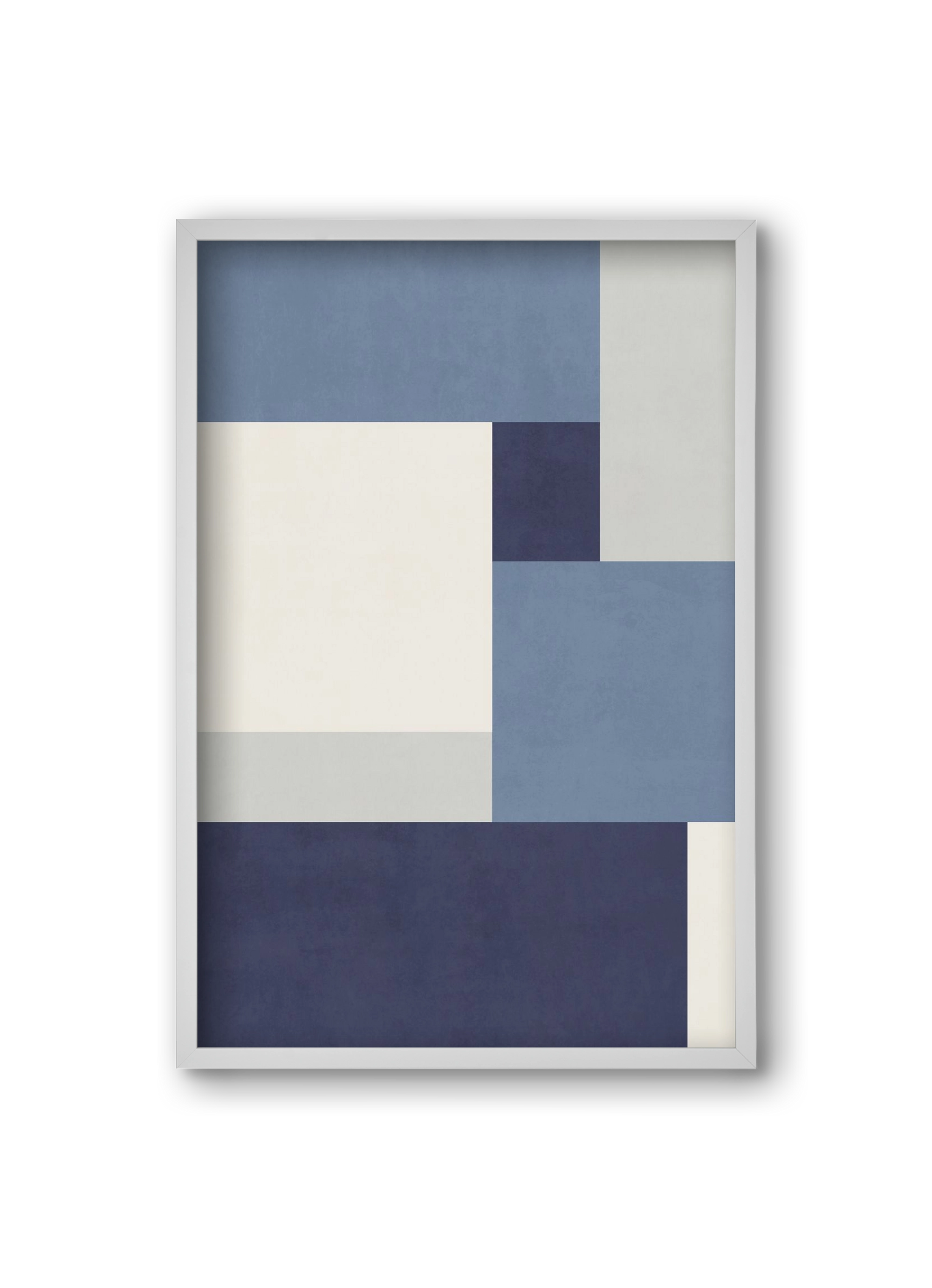 Composition of Geometric Shapes - Blue01, 20x30 cm (20x30 cm), Fehér keret