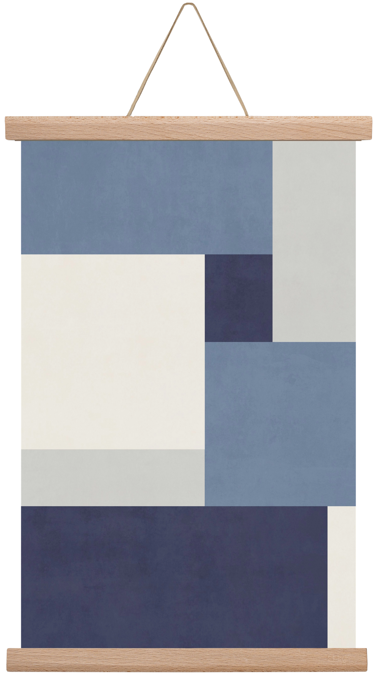 Composition of Geometric Shapes - Blue01, 30x45 cm (30x45 cm), Tölgy akasztó