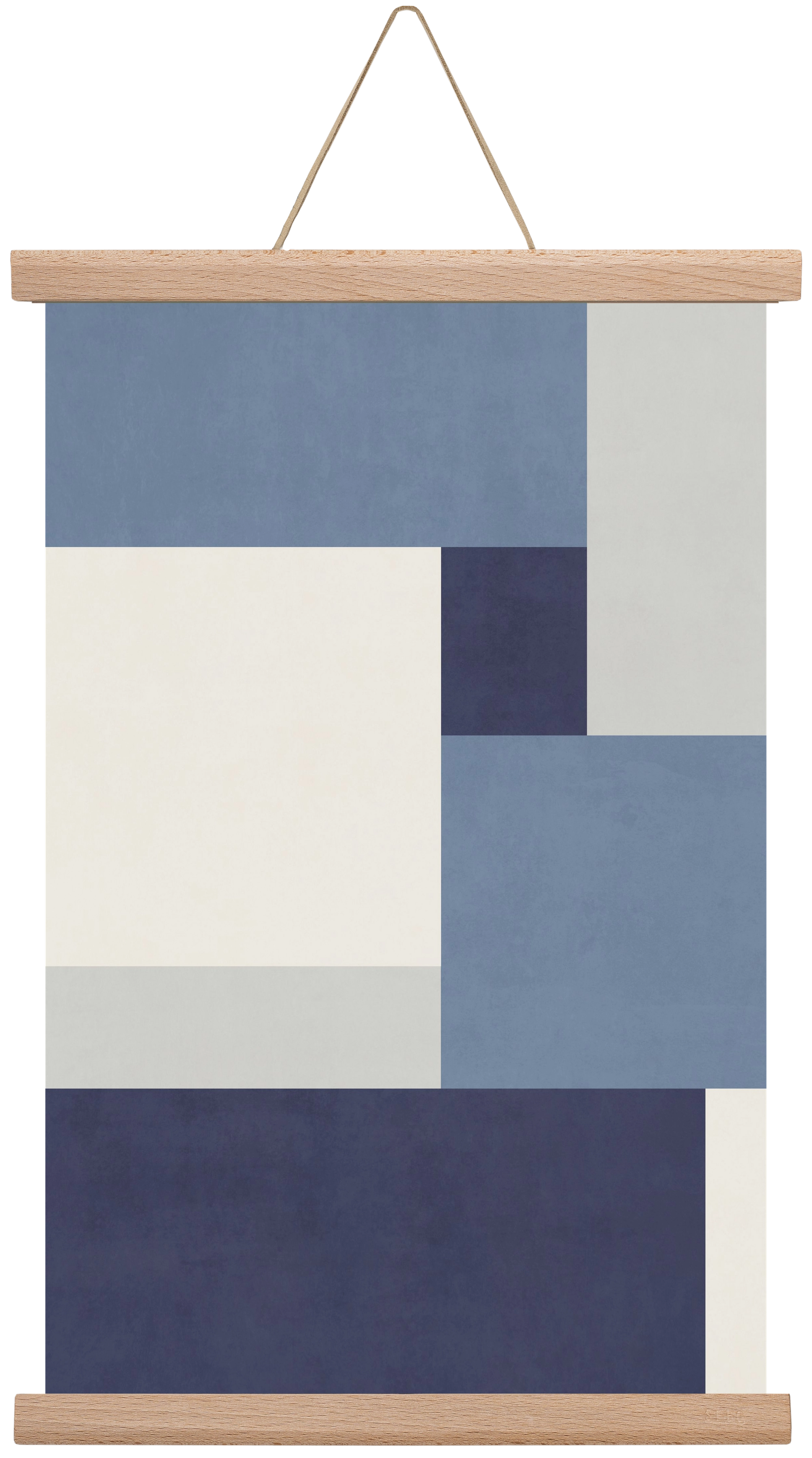 Composition of Geometric Shapes - Blue01, 30x45 cm (30x45 cm), Tölgy akasztó
