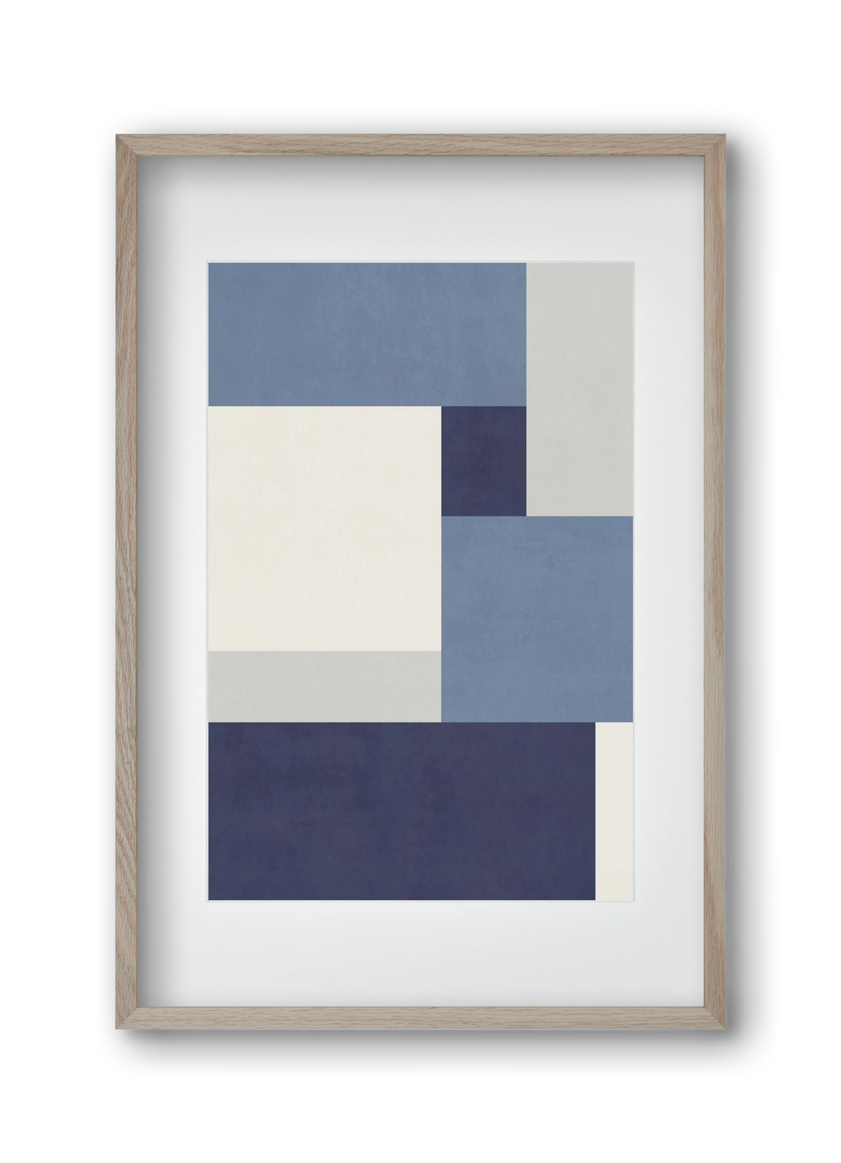 Composition of Geometric Shapes - Blue01, 30x45 cm (20x30 cm), Tölgy keret, paszpartuval