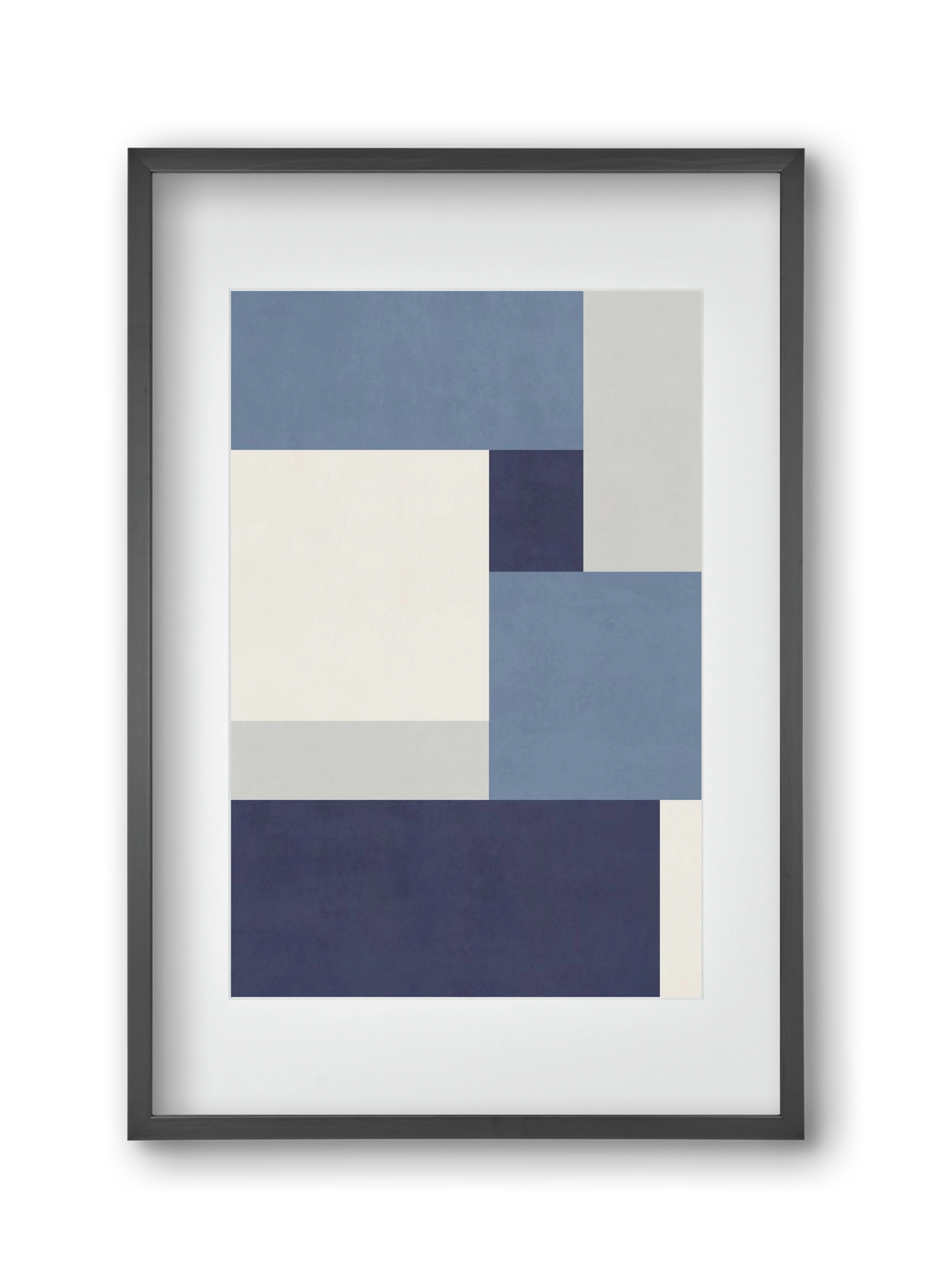 Composition of Geometric Shapes - Blue01, 30x45 cm (20x30 cm), Fekete keret, paszpartuval