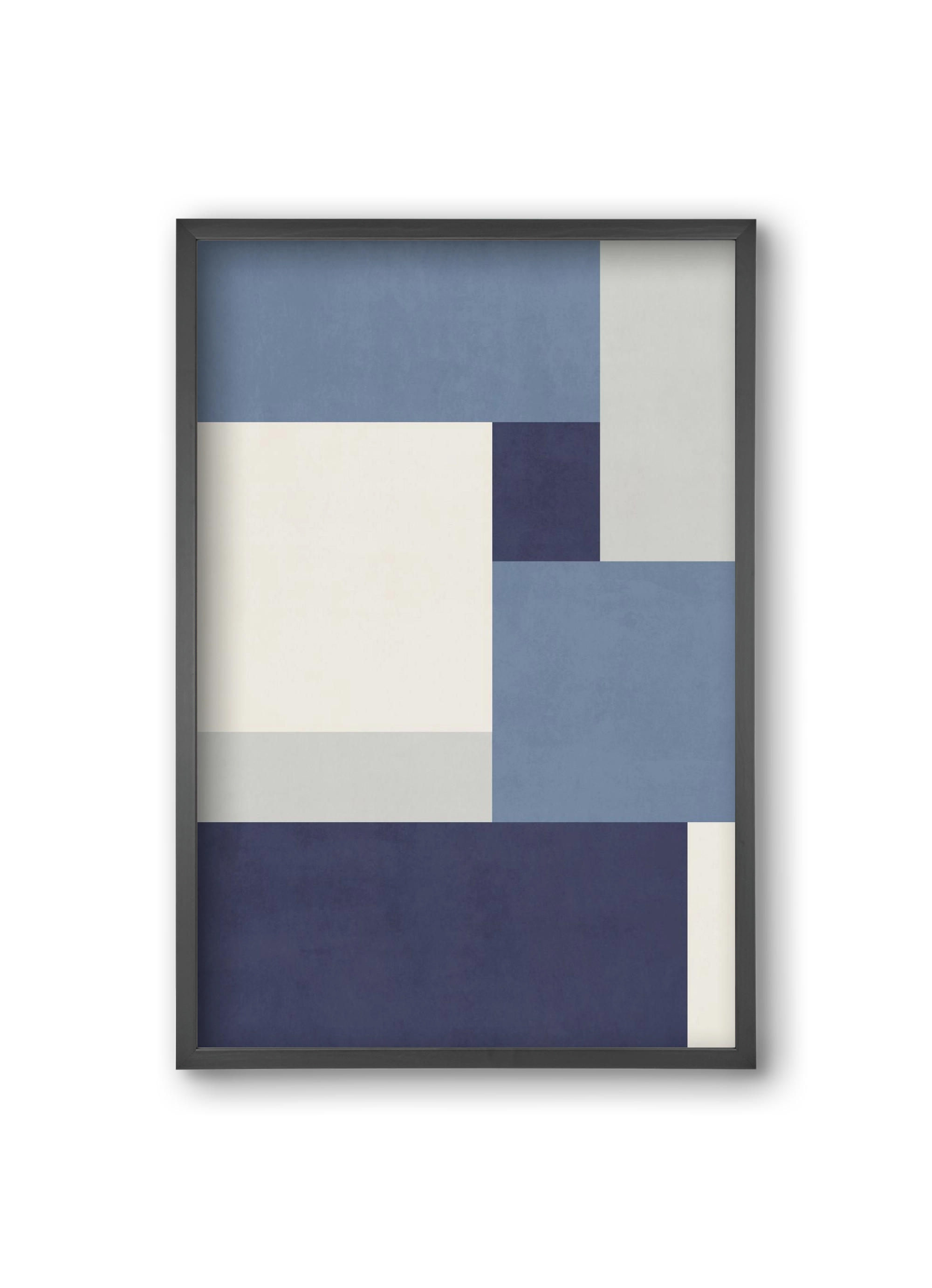 Composition of Geometric Shapes - Blue01, 20x30 cm (20x30 cm), Fekete keret
