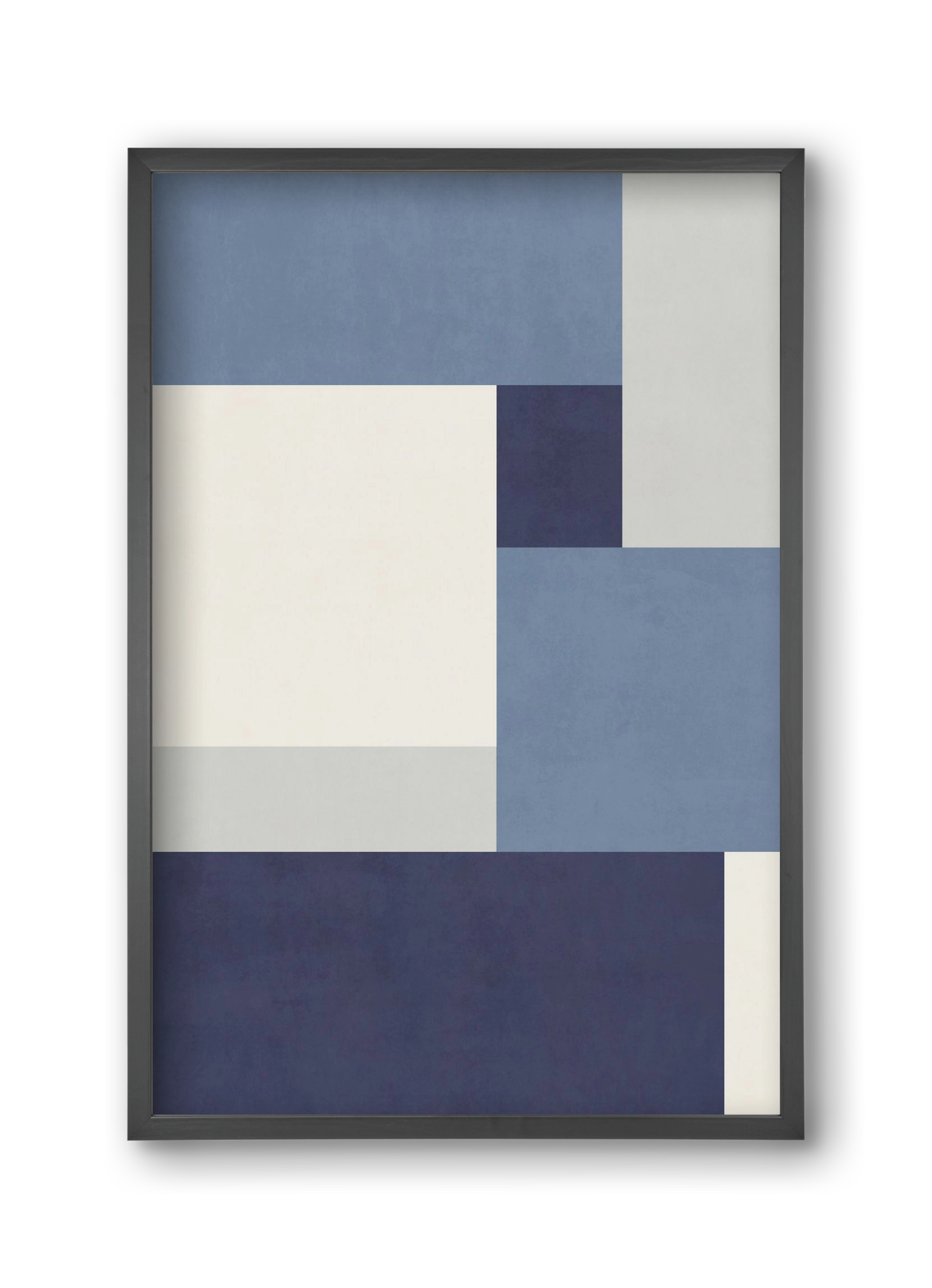 Composition of Geometric Shapes - Blue01, 30x45 cm (30x45 cm), Fekete keret