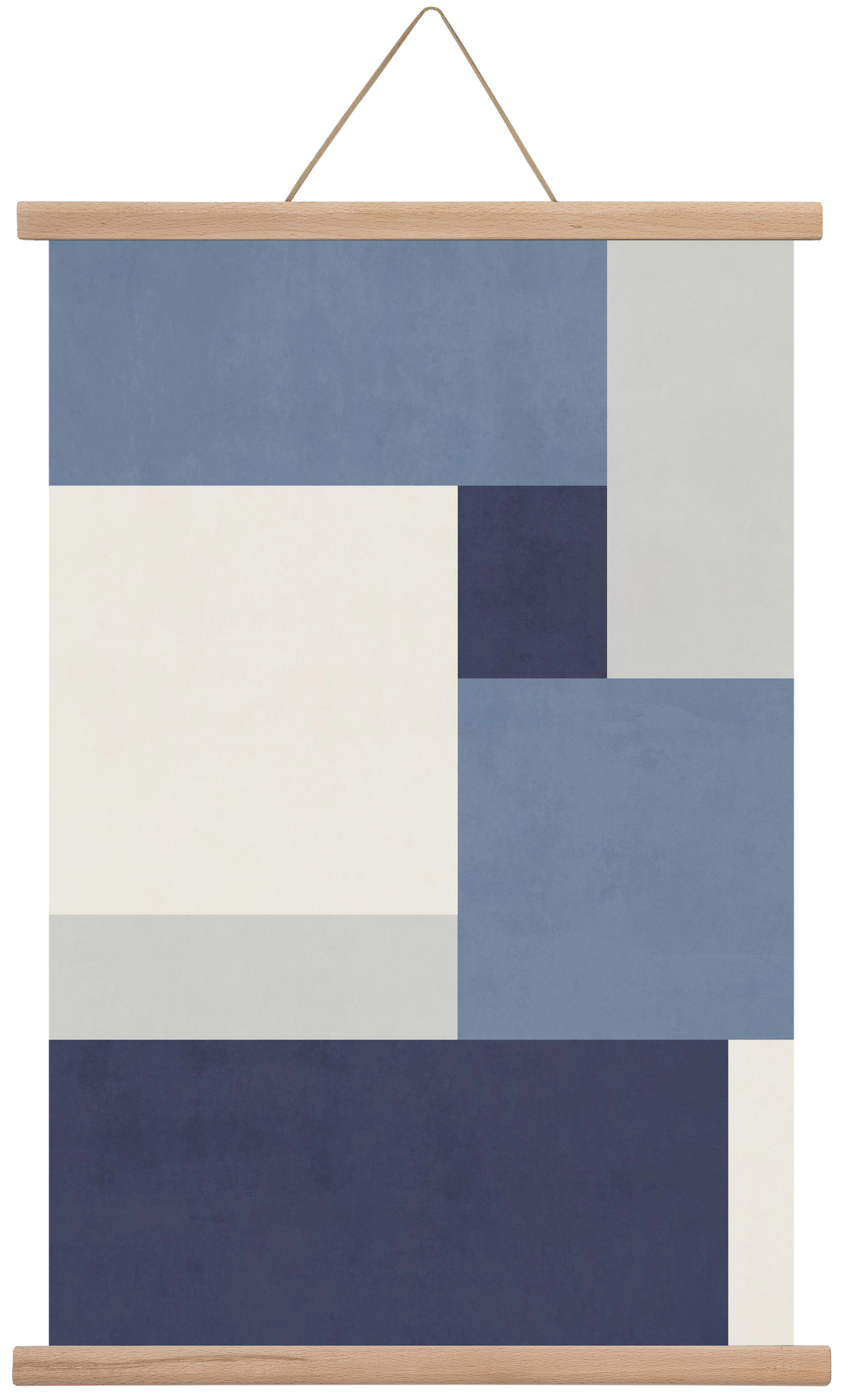 Composition of Geometric Shapes - Blue01, 40x60 cm (40x60 cm), Tölgy akasztó