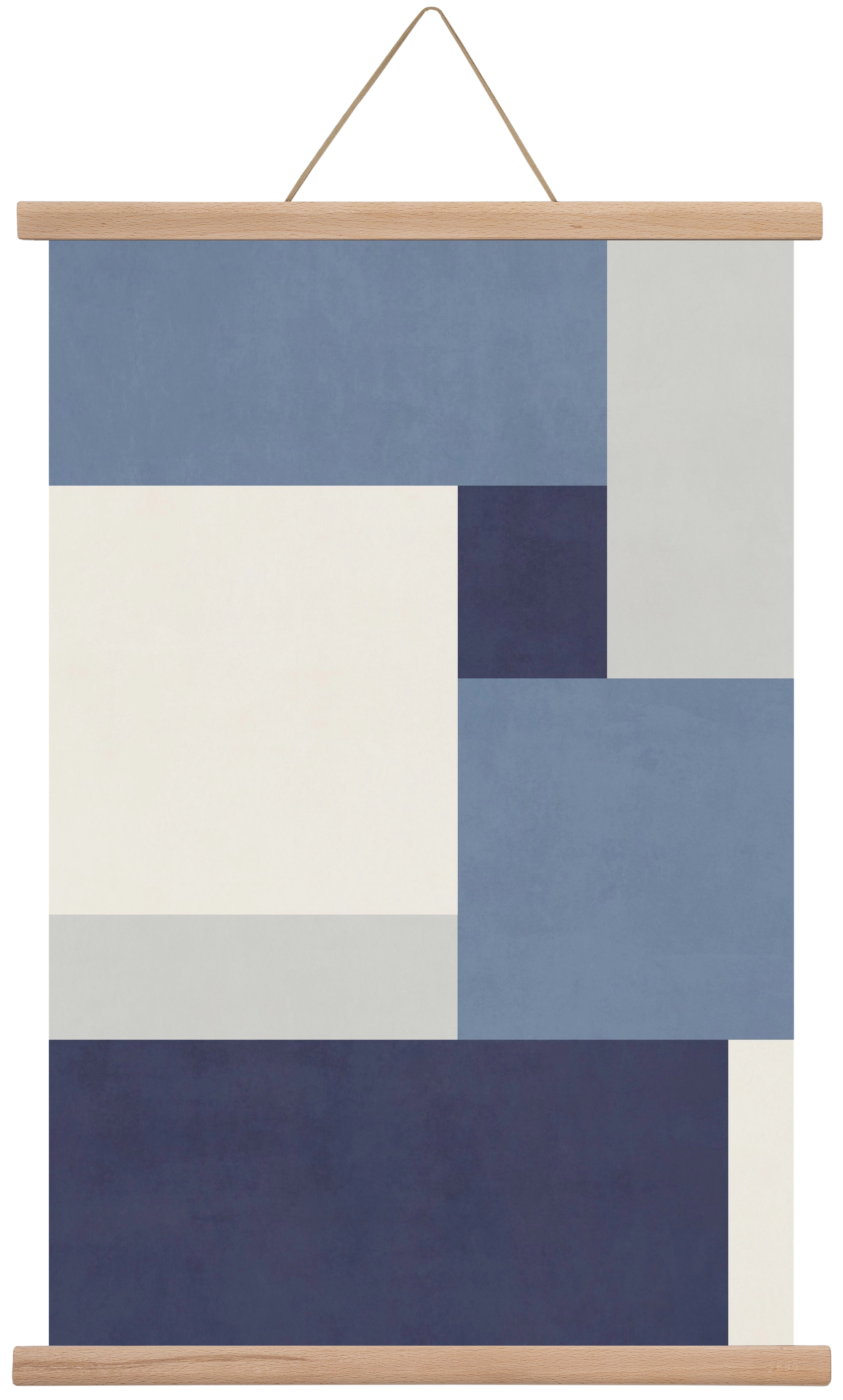 Composition of Geometric Shapes - Blue01, 40x60 cm (40x60 cm), Tölgy akasztó