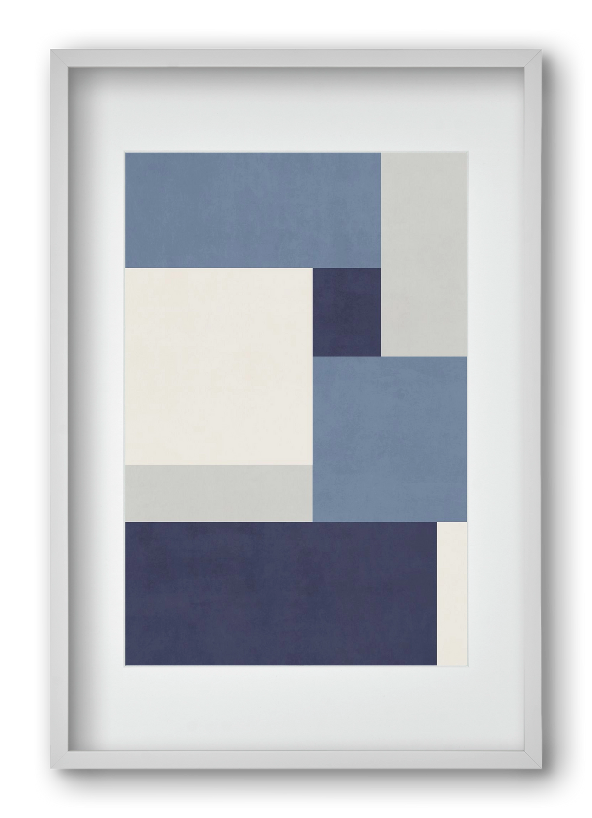 Composition of Geometric Shapes - Blue01, 40x60 cm (30x45 cm), Fehér keret, paszpartuval
