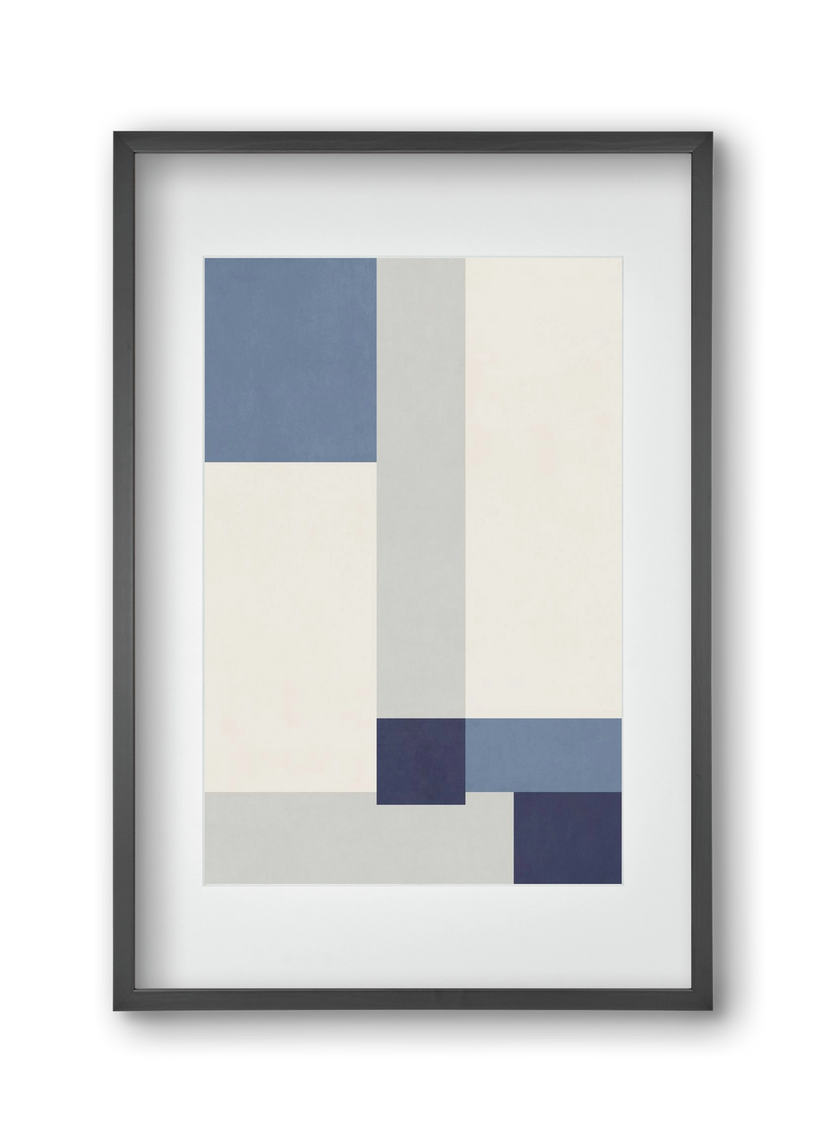 Composition of Geometric Shapes - Blue02, 30x45 cm (20x30 cm), Fekete keret, paszpartuval