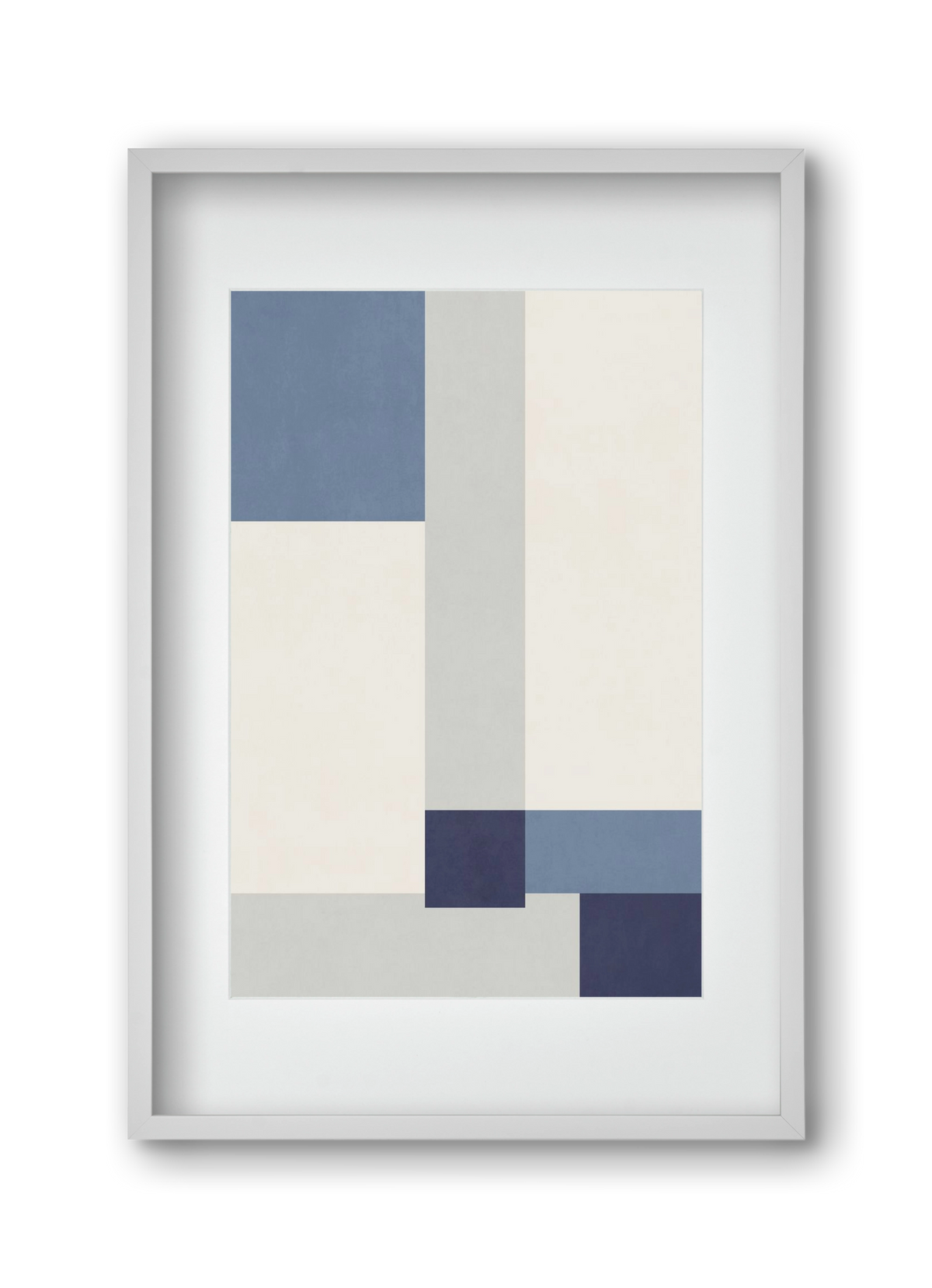 Composition of Geometric Shapes - Blue02, 30x45 cm (20x30 cm), Fehér keret, paszpartuval