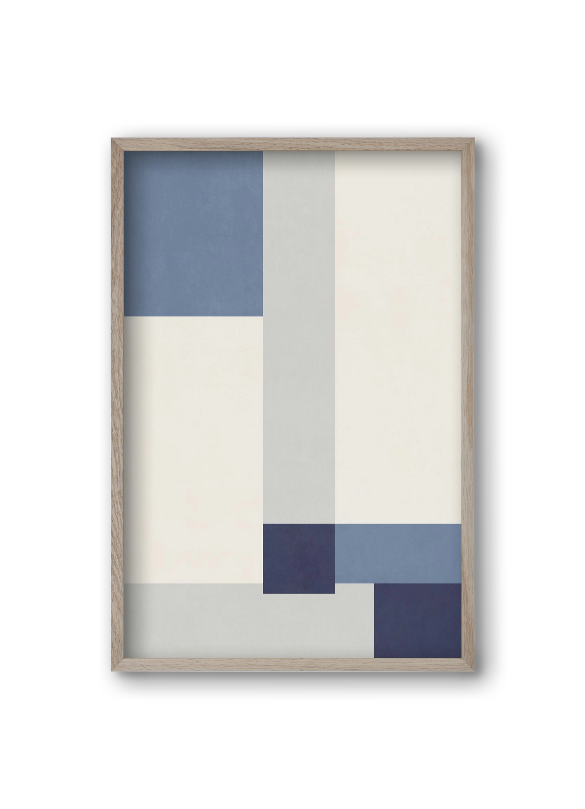 Composition of Geometric Shapes - Blue02, 20x30 cm (20x30 cm), Tölgy keret