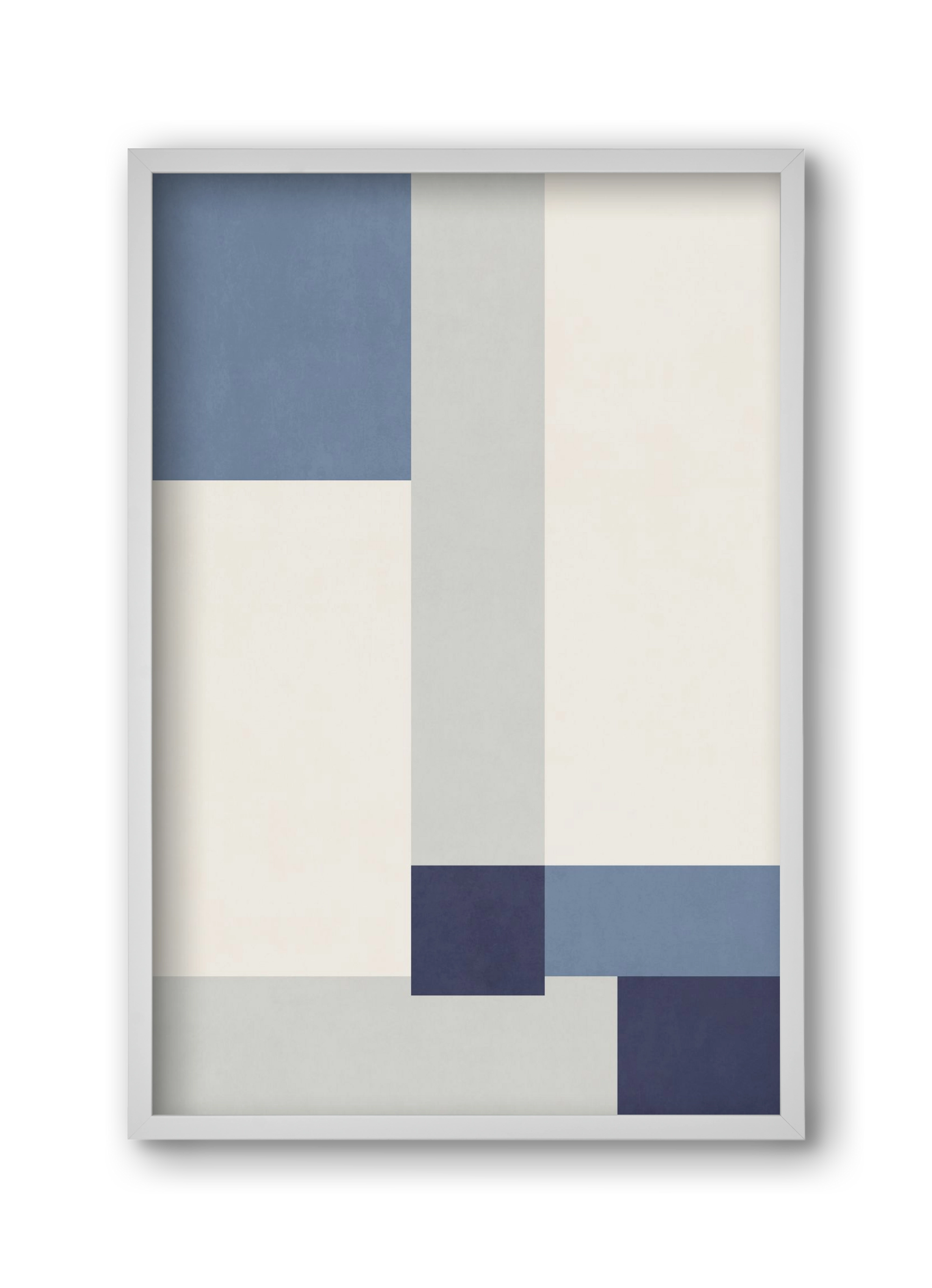 Composition of Geometric Shapes - Blue02, 30x45 cm (30x45 cm), Fehér keret
