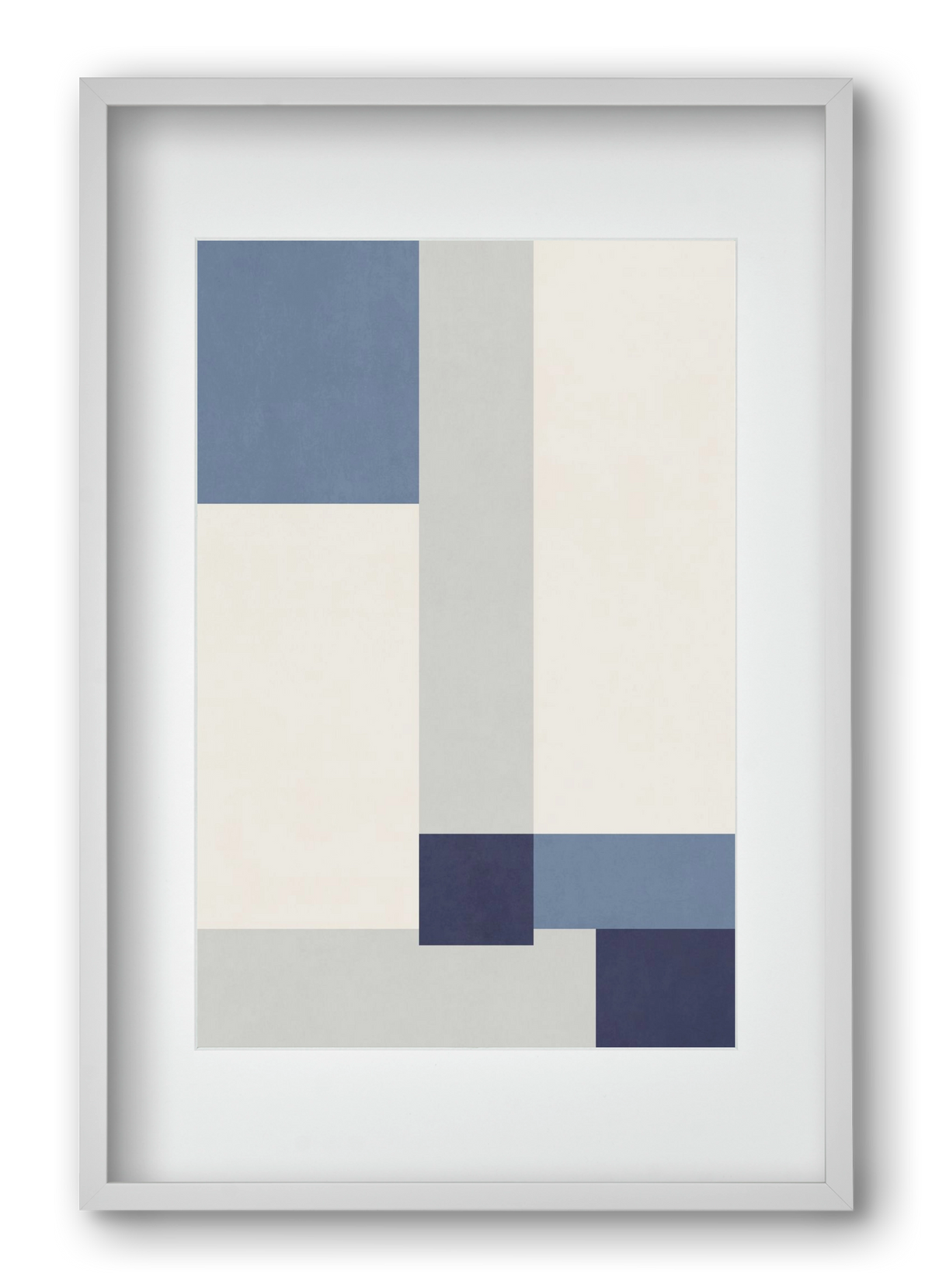 Composition of Geometric Shapes - Blue02, 40x60 cm (30x45 cm), Fehér keret, paszpartuval