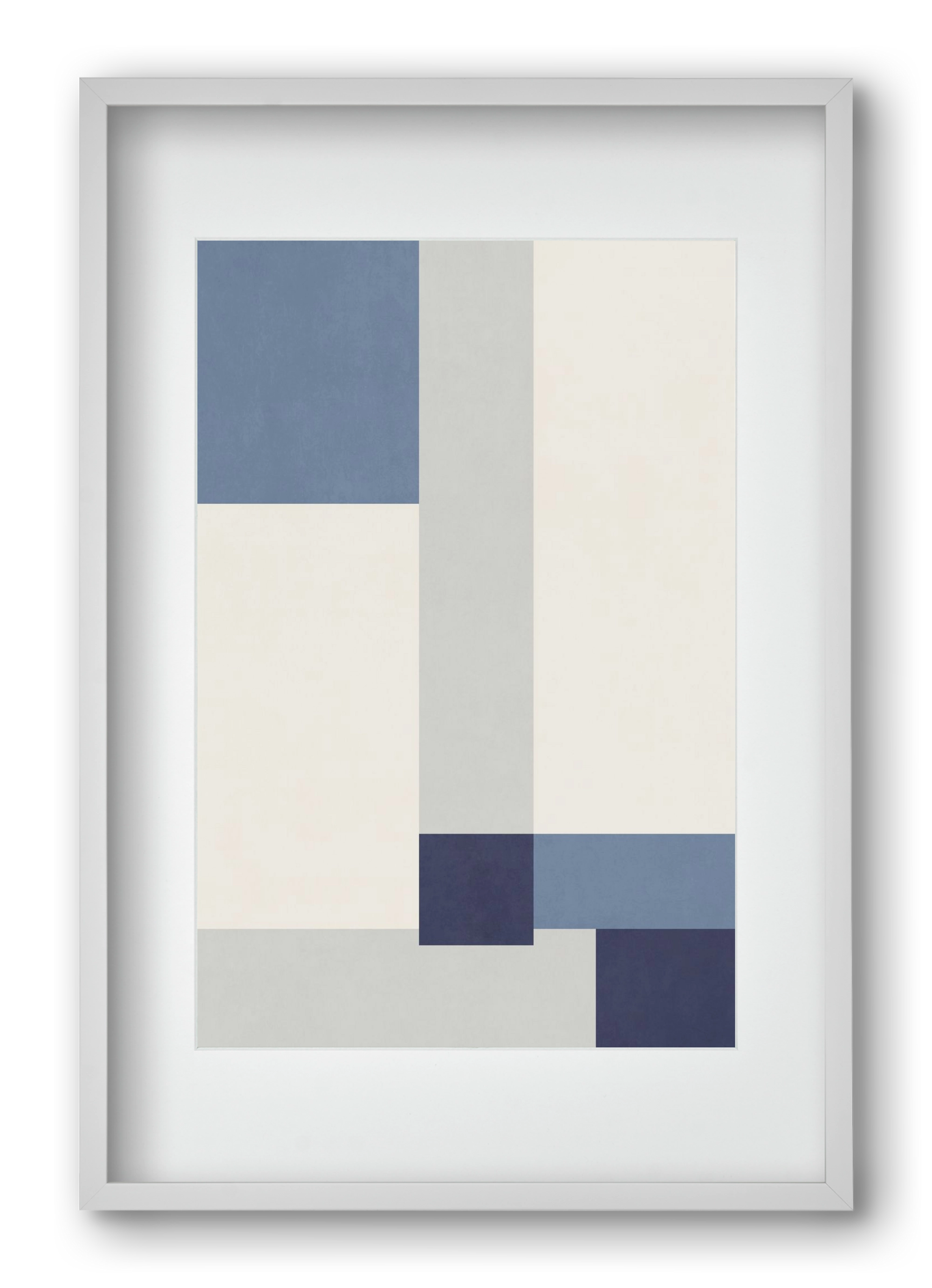 Composition of Geometric Shapes - Blue02, 40x60 cm (30x45 cm), Fehér keret, paszpartuval
