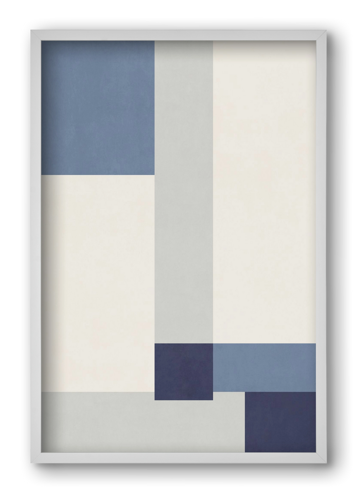 Composition of Geometric Shapes - Blue02, 40x60 cm (40x60 cm), Fehér keret