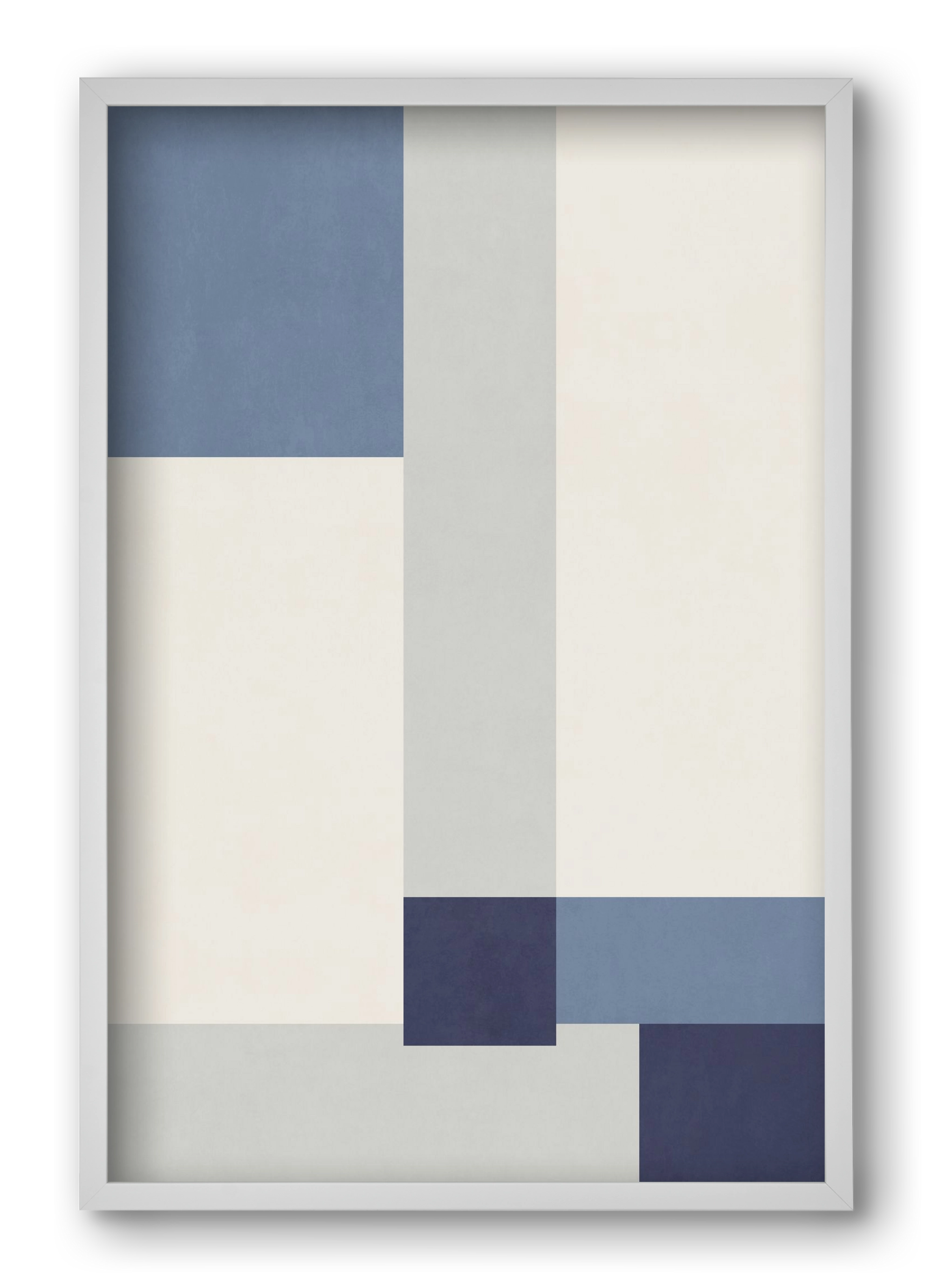 Composition of Geometric Shapes - Blue02, 40x60 cm (40x60 cm), Fehér keret