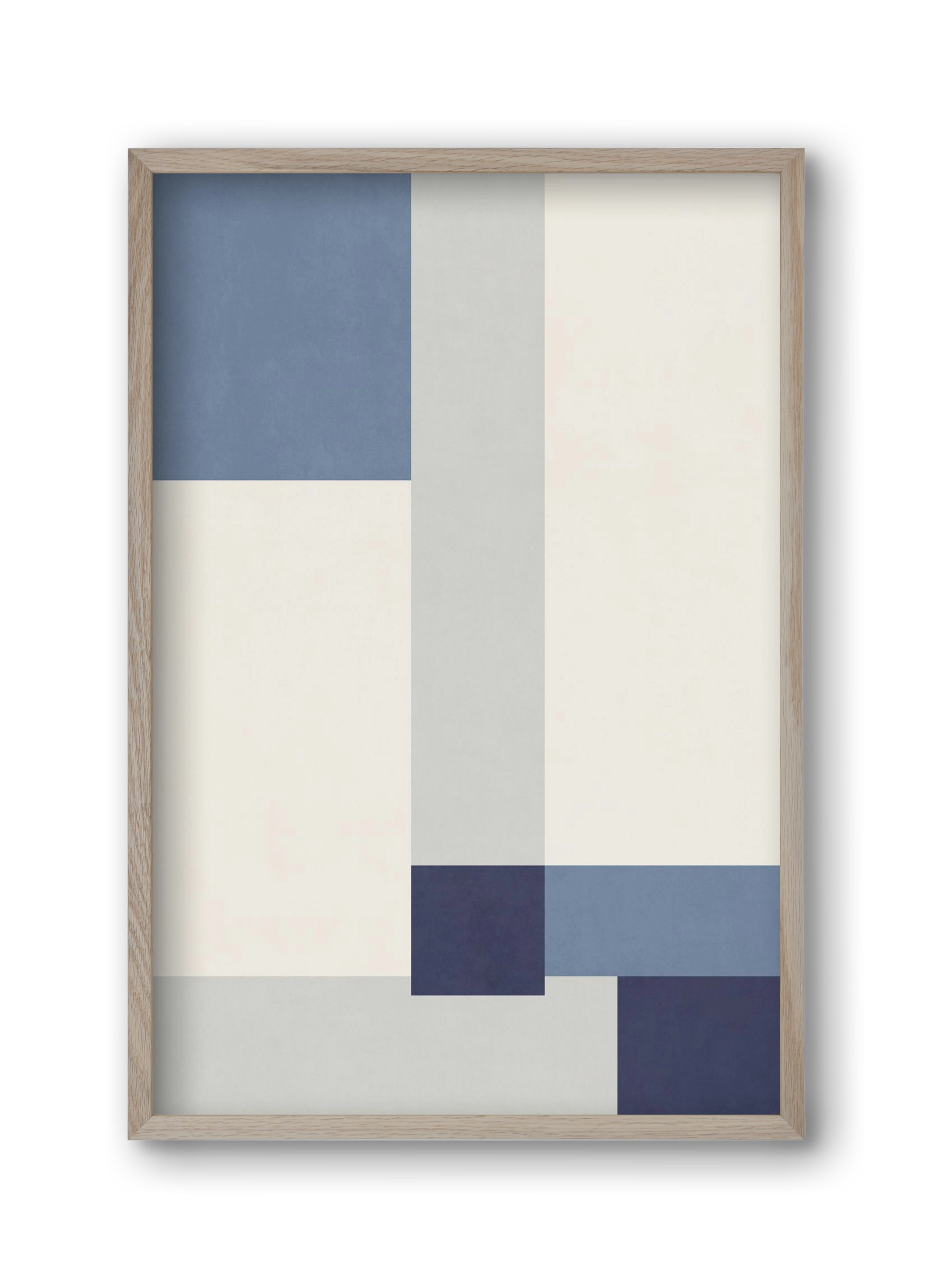 Composition of Geometric Shapes - Blue02, 30x45 cm (30x45 cm), Tölgy keret