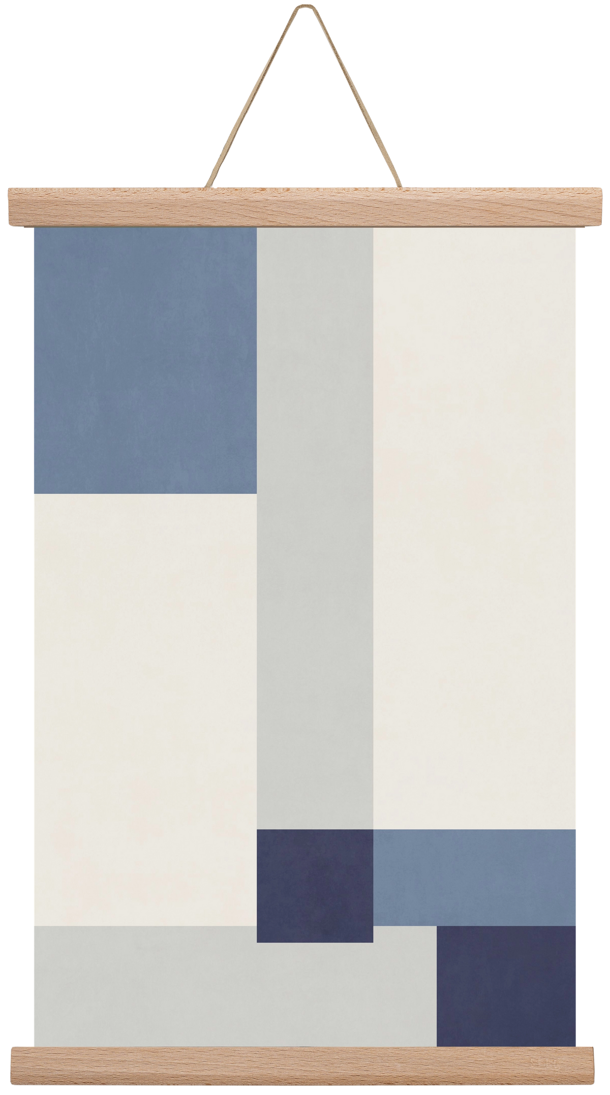 Composition of Geometric Shapes - Blue02, 30x45 cm (30x45 cm), Tölgy akasztó