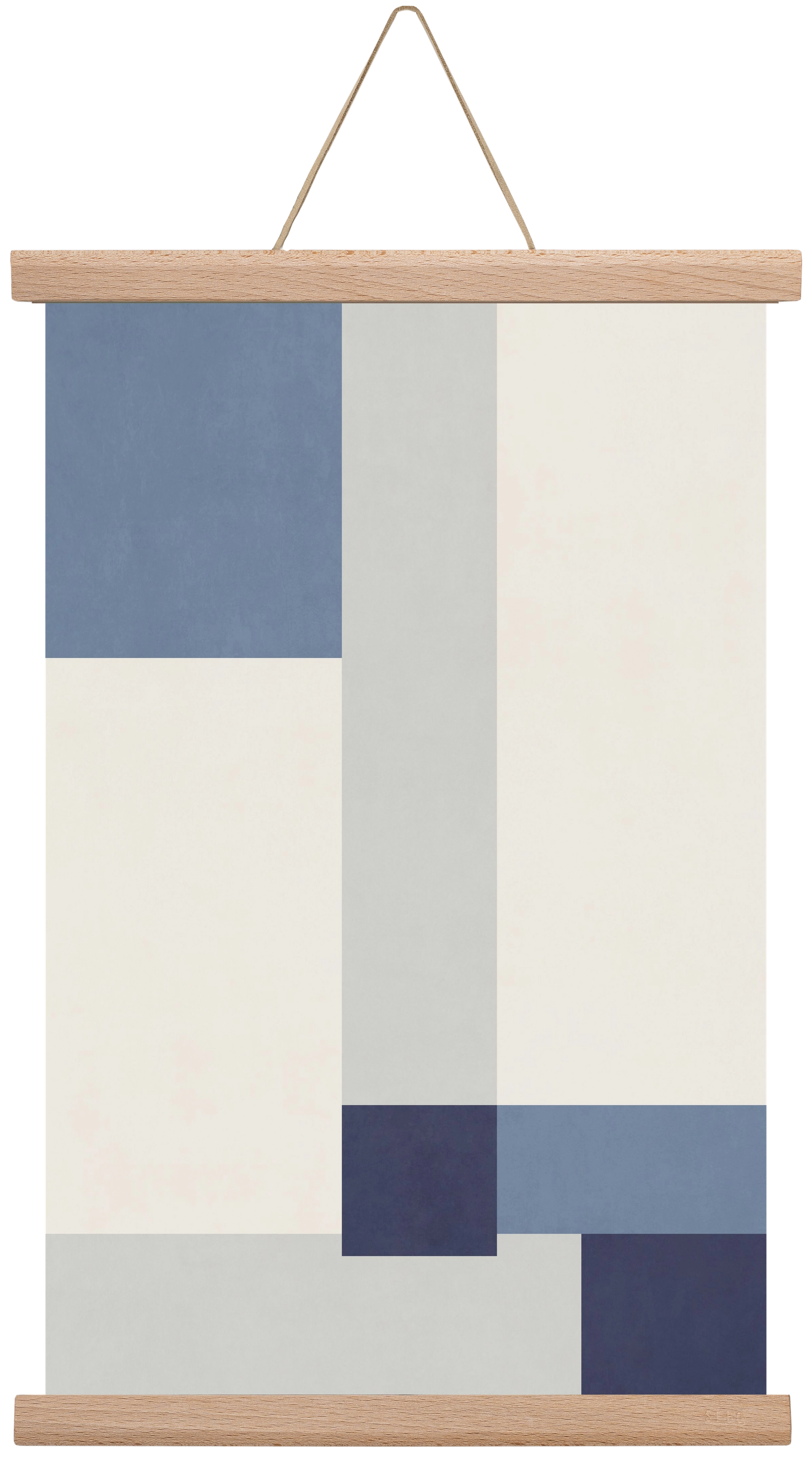 Composition of Geometric Shapes - Blue02, 30x45 cm (30x45 cm), Tölgy akasztó