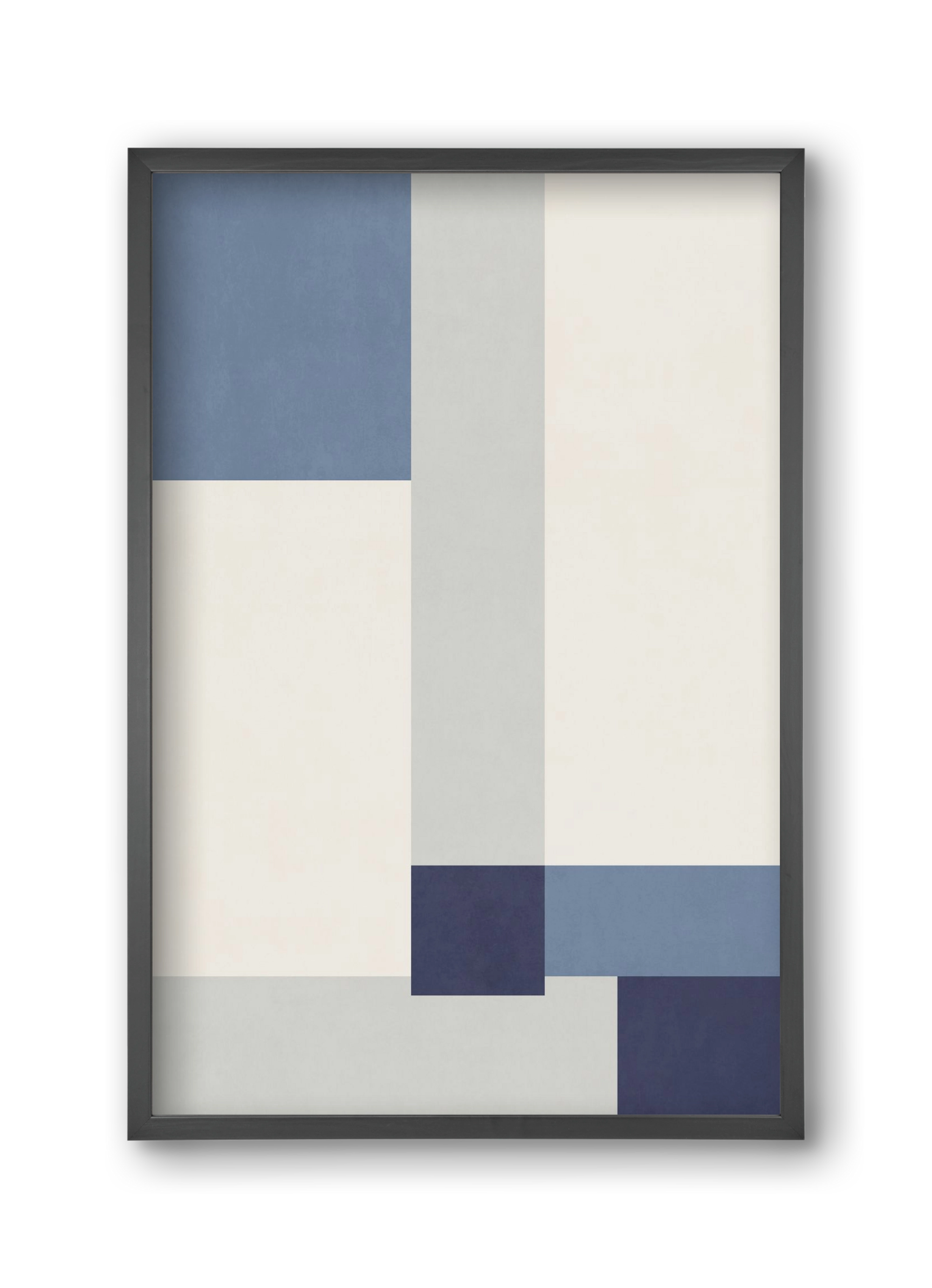 Composition of Geometric Shapes - Blue02, 30x45 cm (30x45 cm), Fekete keret