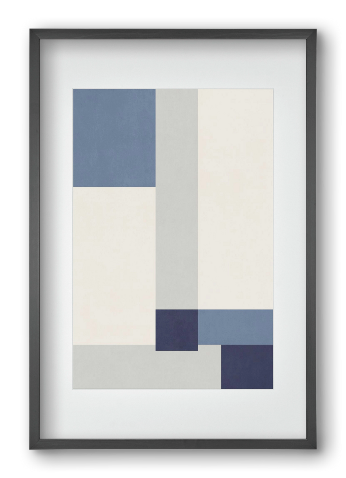 Composition of Geometric Shapes - Blue02, 40x60 cm (30x45 cm), Fekete keret, paszpartuval