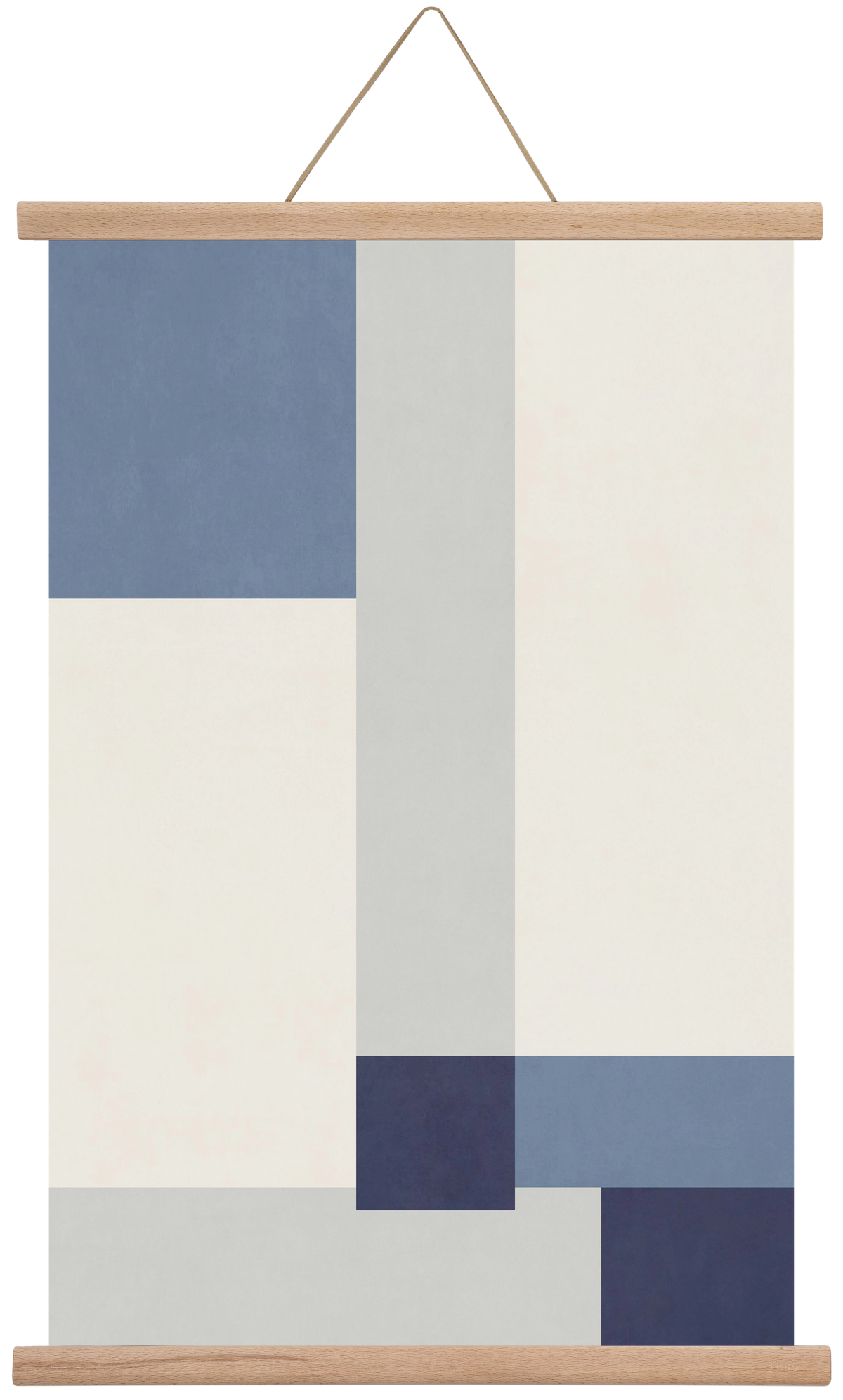 Composition of Geometric Shapes - Blue02, 40x60 cm (40x60 cm), Tölgy akasztó