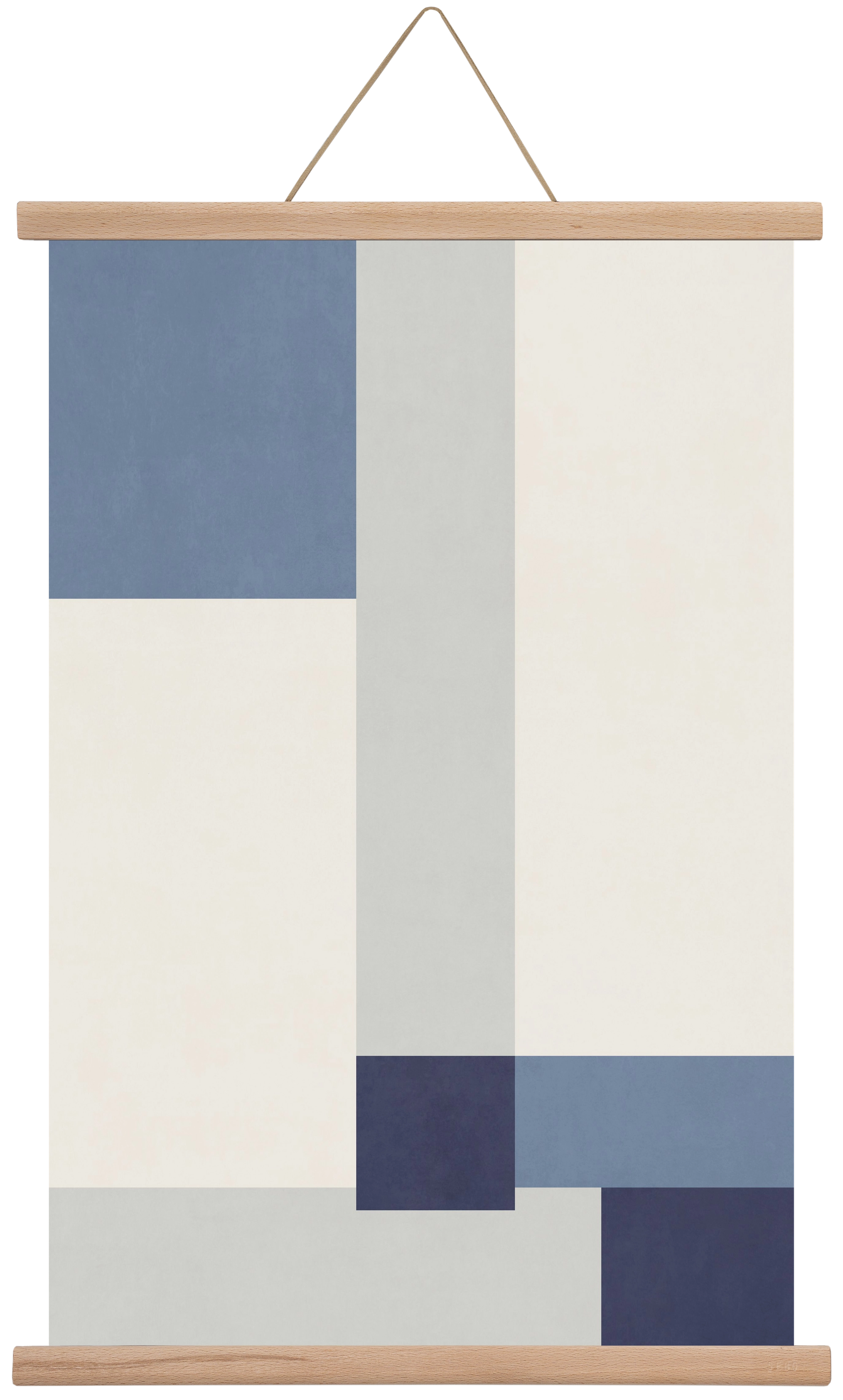 Composition of Geometric Shapes - Blue02, 40x60 cm (40x60 cm), Tölgy akasztó