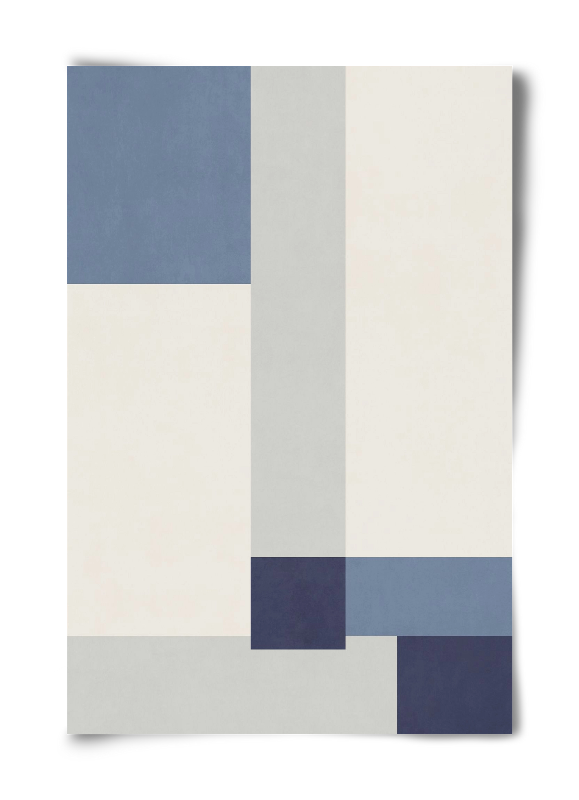 Composition of Geometric Shapes - Blue02, 40x60 cm, Keret nélkül