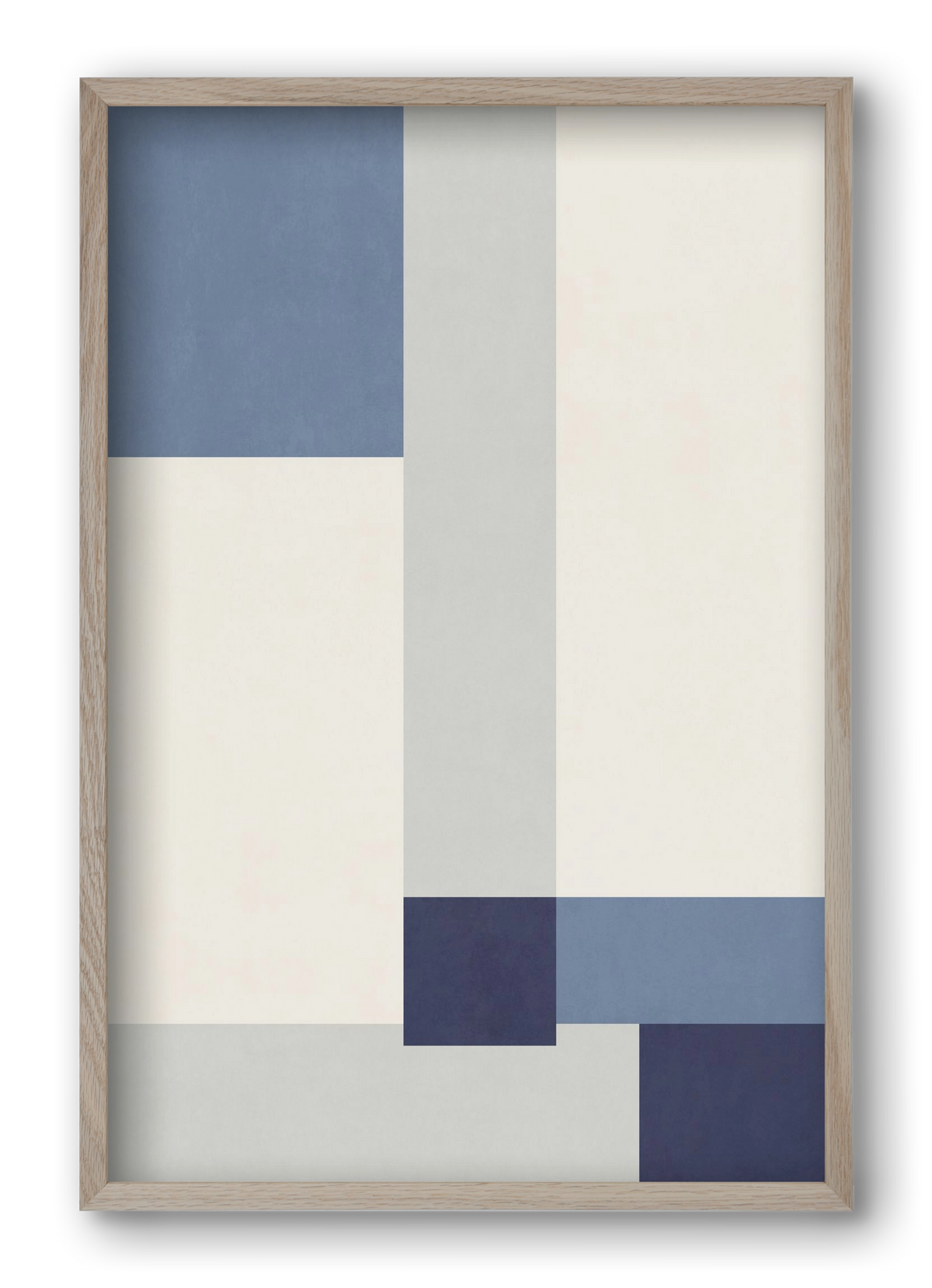 Composition of Geometric Shapes - Blue02, 40x60 cm (40x60 cm), Tölgy keret