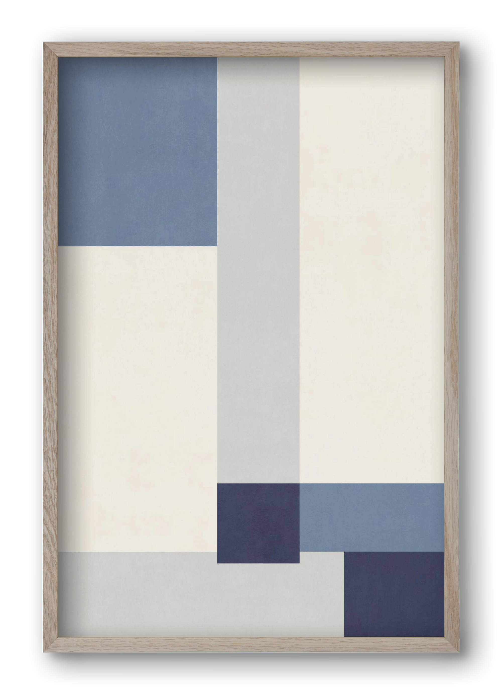 Composition of Geometric Shapes - Blue02, 40x60 cm (40x60 cm), Tölgy keret