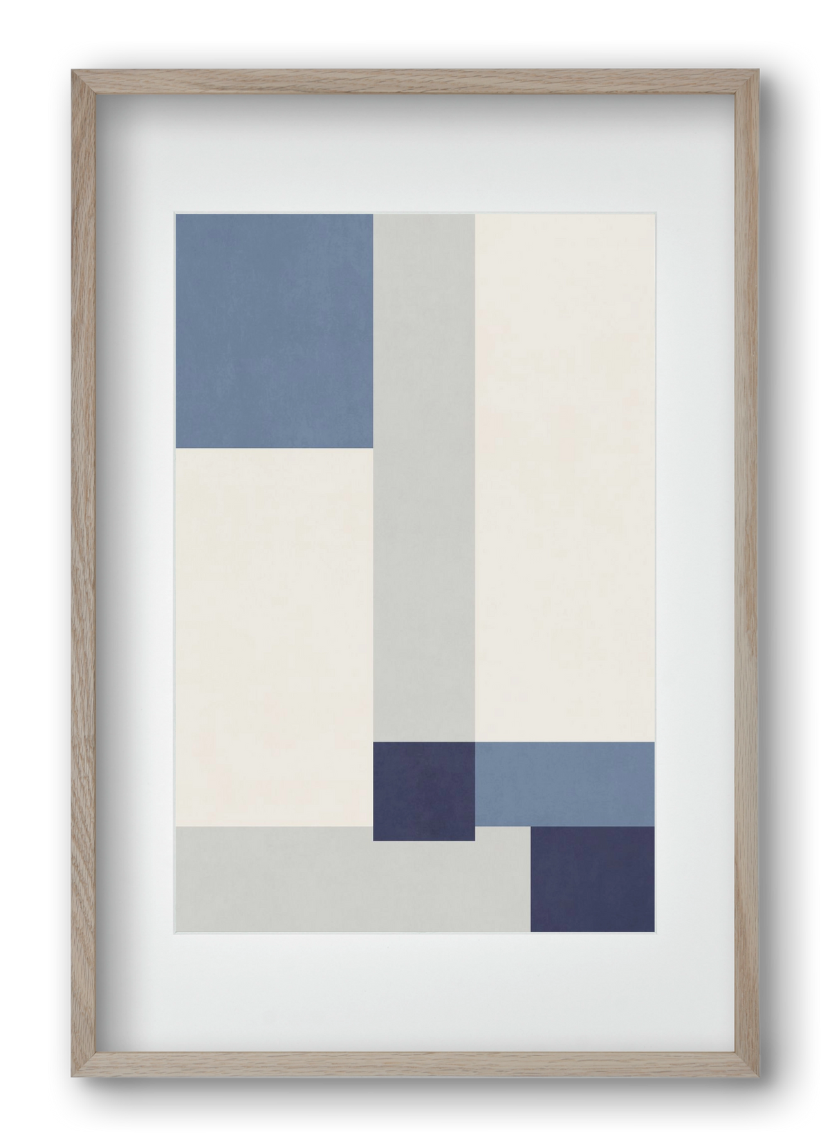 Composition of Geometric Shapes - Blue02, 40x60 cm (30x45 cm), Tölgy keret, paszpartuval