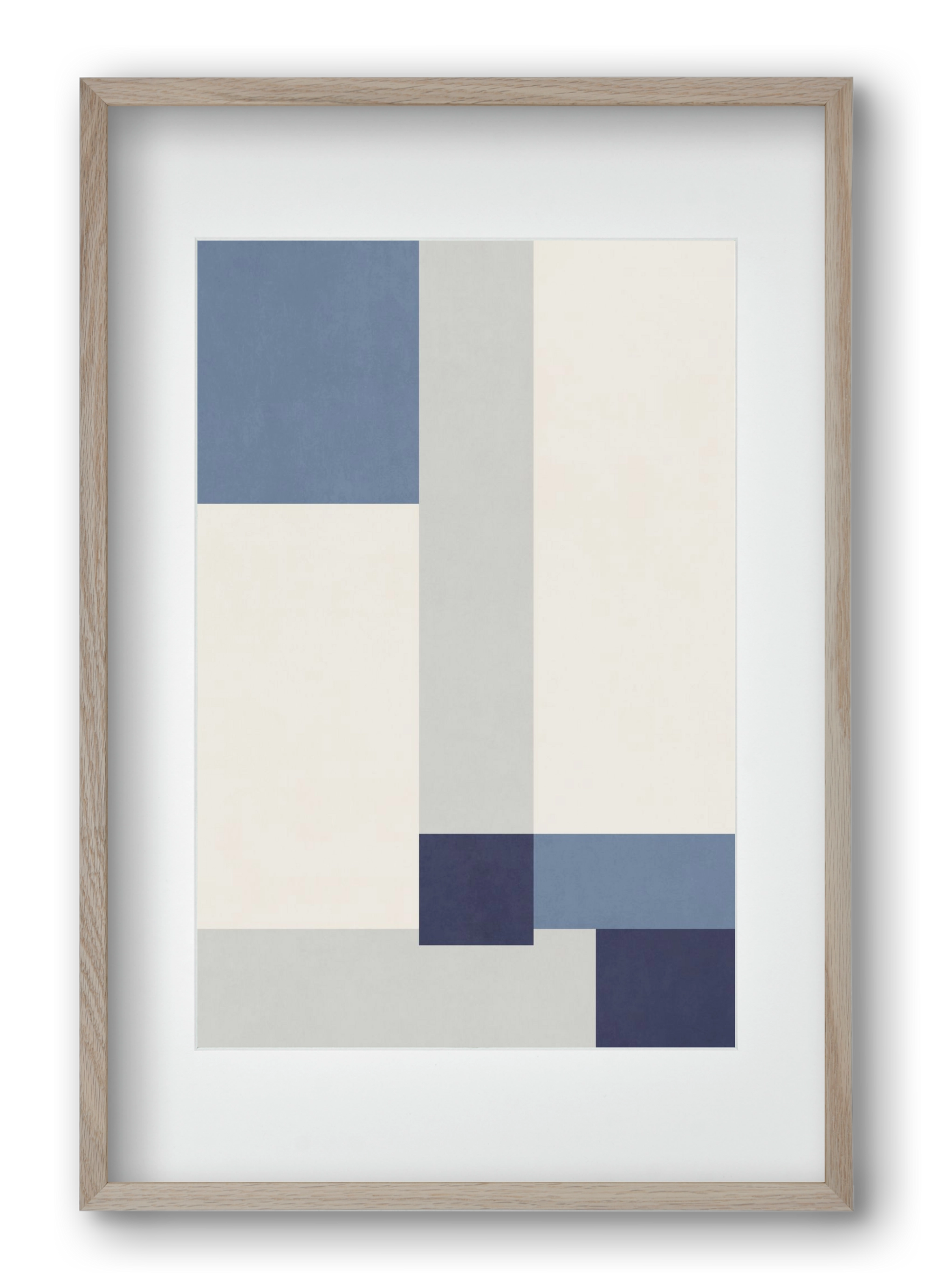 Composition of Geometric Shapes - Blue02, 40x60 cm (30x45 cm), Tölgy keret, paszpartuval