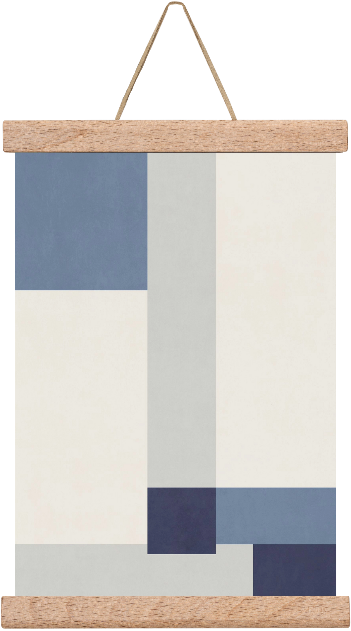 Composition of Geometric Shapes - Blue02, 20x30 cm (20x30 cm), Tölgy akasztó