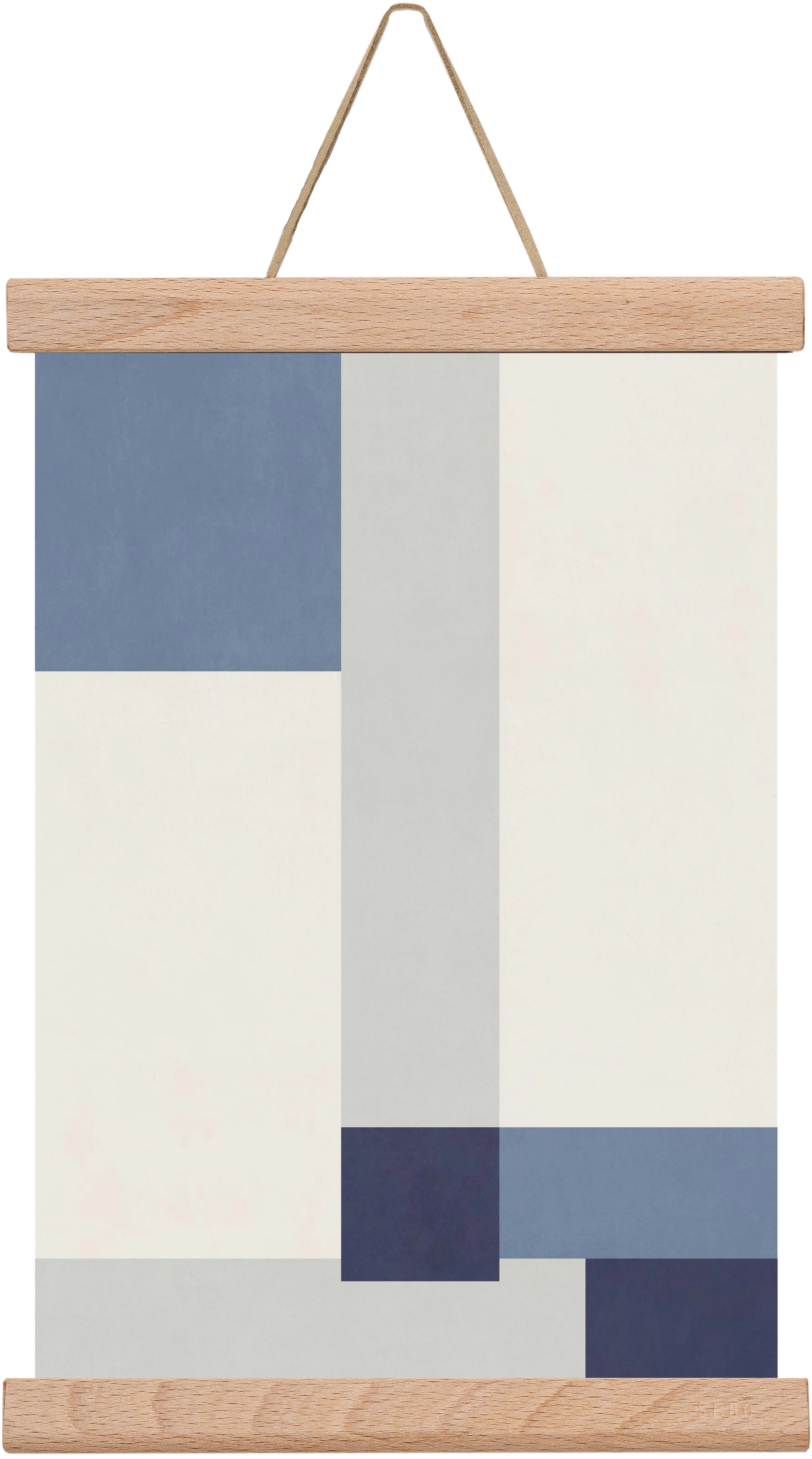 Composition of Geometric Shapes - Blue02, 20x30 cm (20x30 cm), Tölgy akasztó