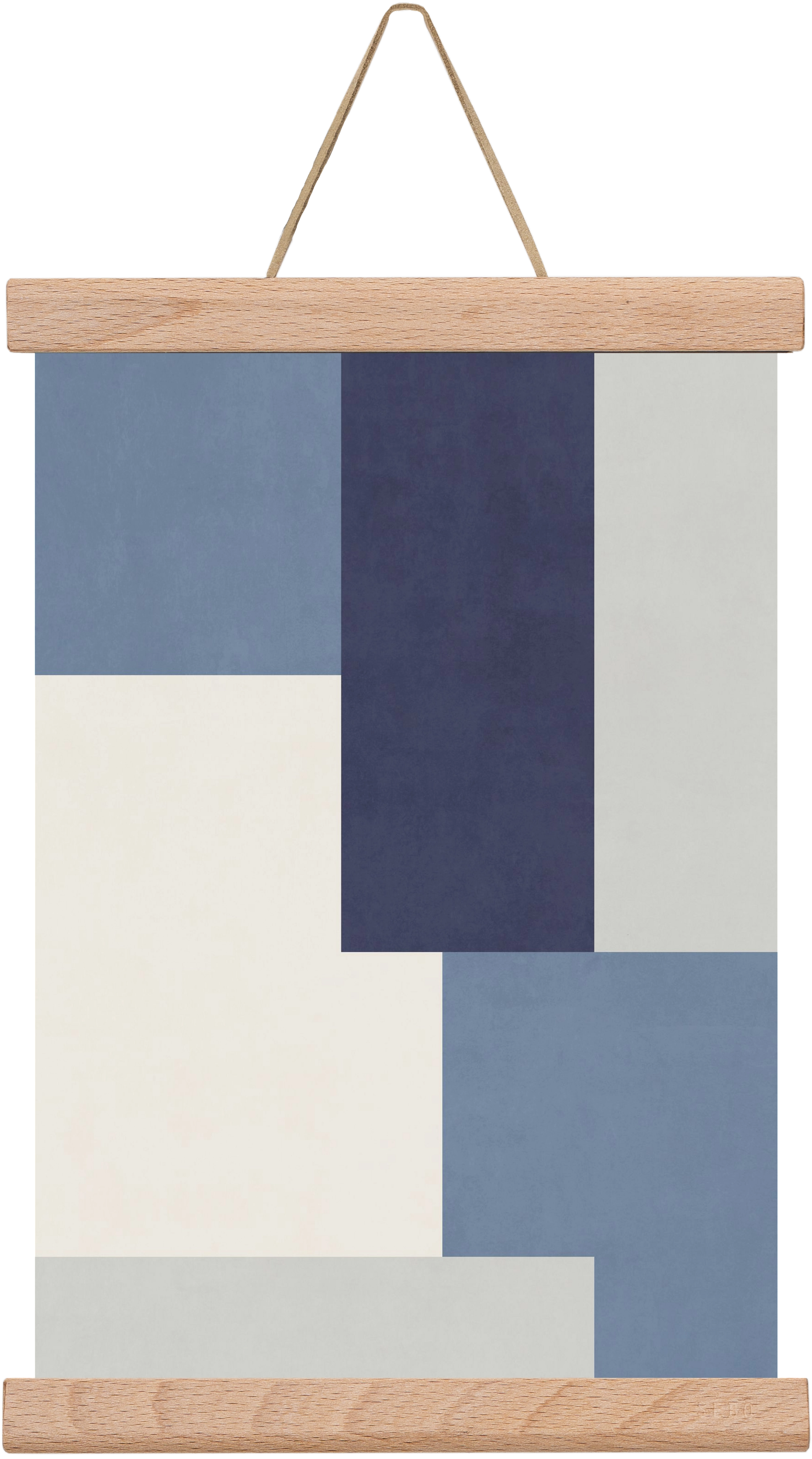 Composition of Geometric Shapes - Blue03, 20x30 cm (20x30 cm), Tölgy akasztó