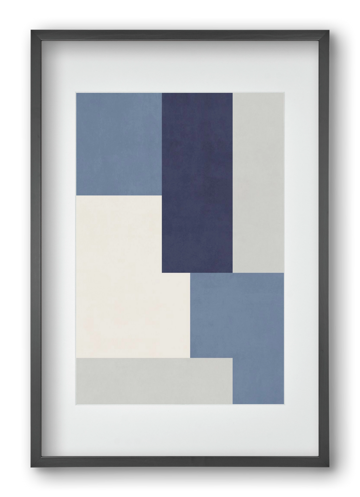 Composition of Geometric Shapes - Blue03, 40x60 cm (30x45 cm), Fekete keret, paszpartuval