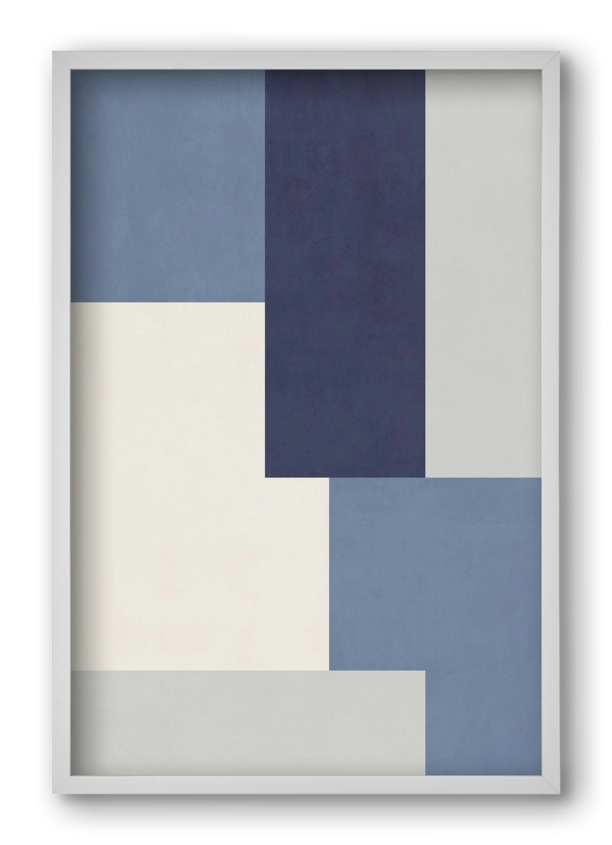 Composition of Geometric Shapes - Blue03, 40x60 cm (40x60 cm), Fehér keret