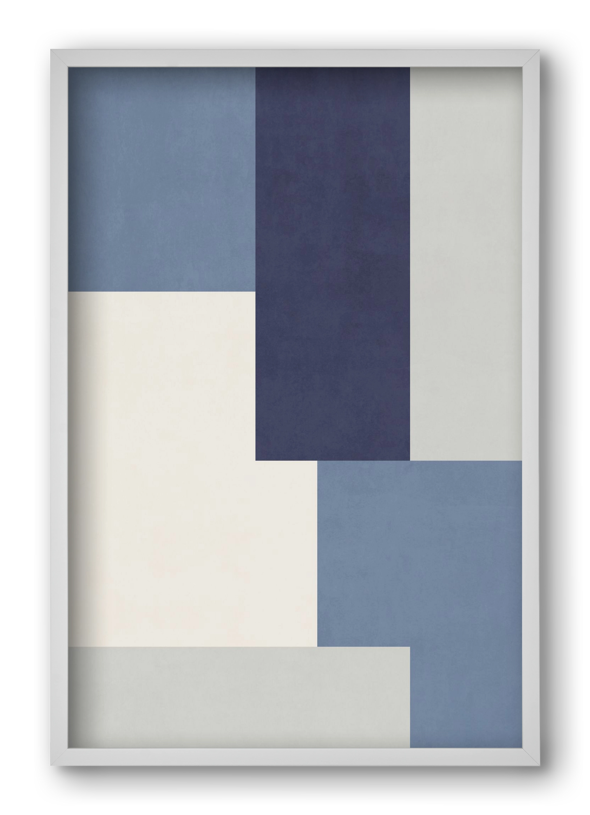 Composition of Geometric Shapes - Blue03, 40x60 cm (40x60 cm), Fehér keret
