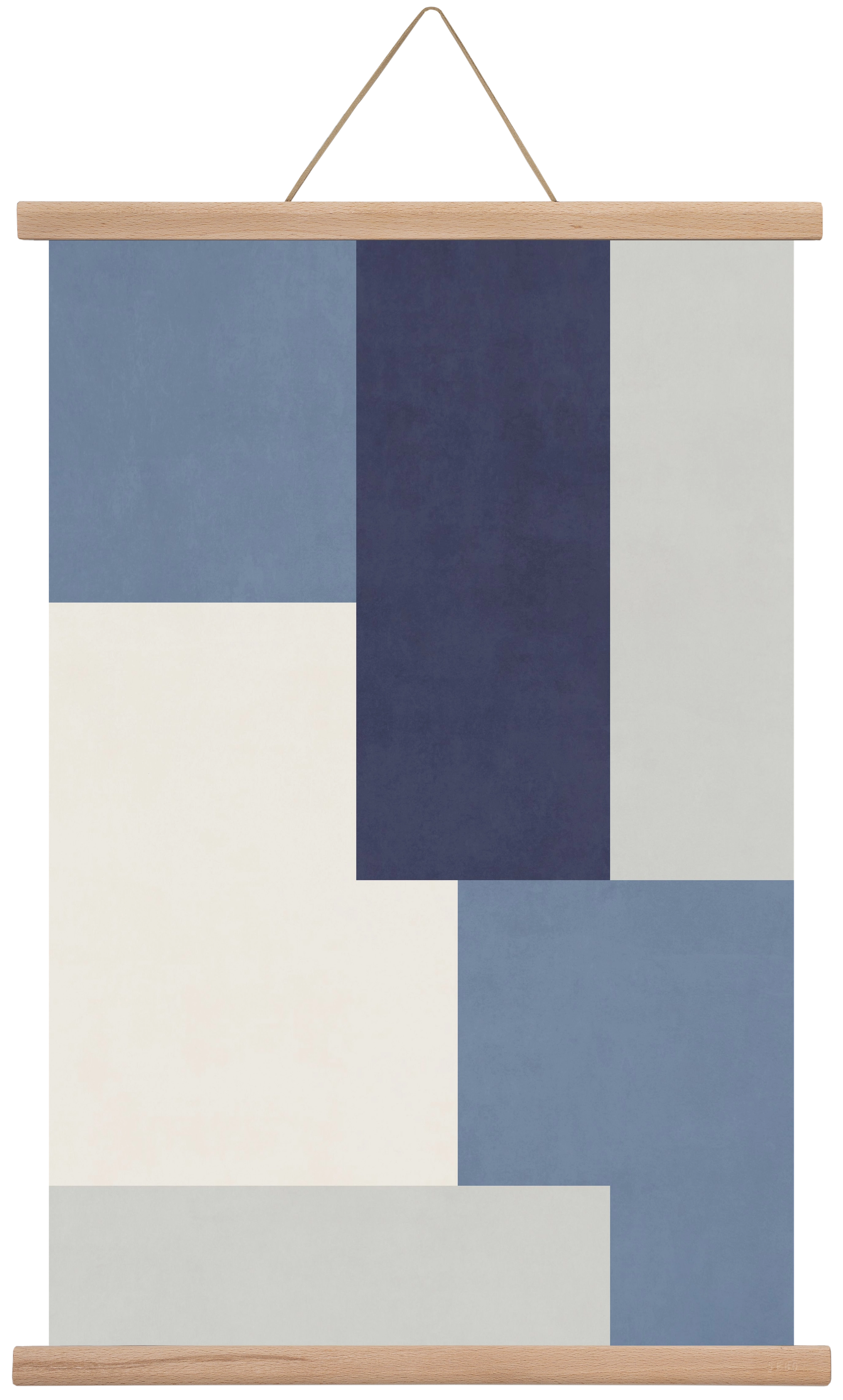 Composition of Geometric Shapes - Blue03, 40x60 cm (40x60 cm), Tölgy akasztó