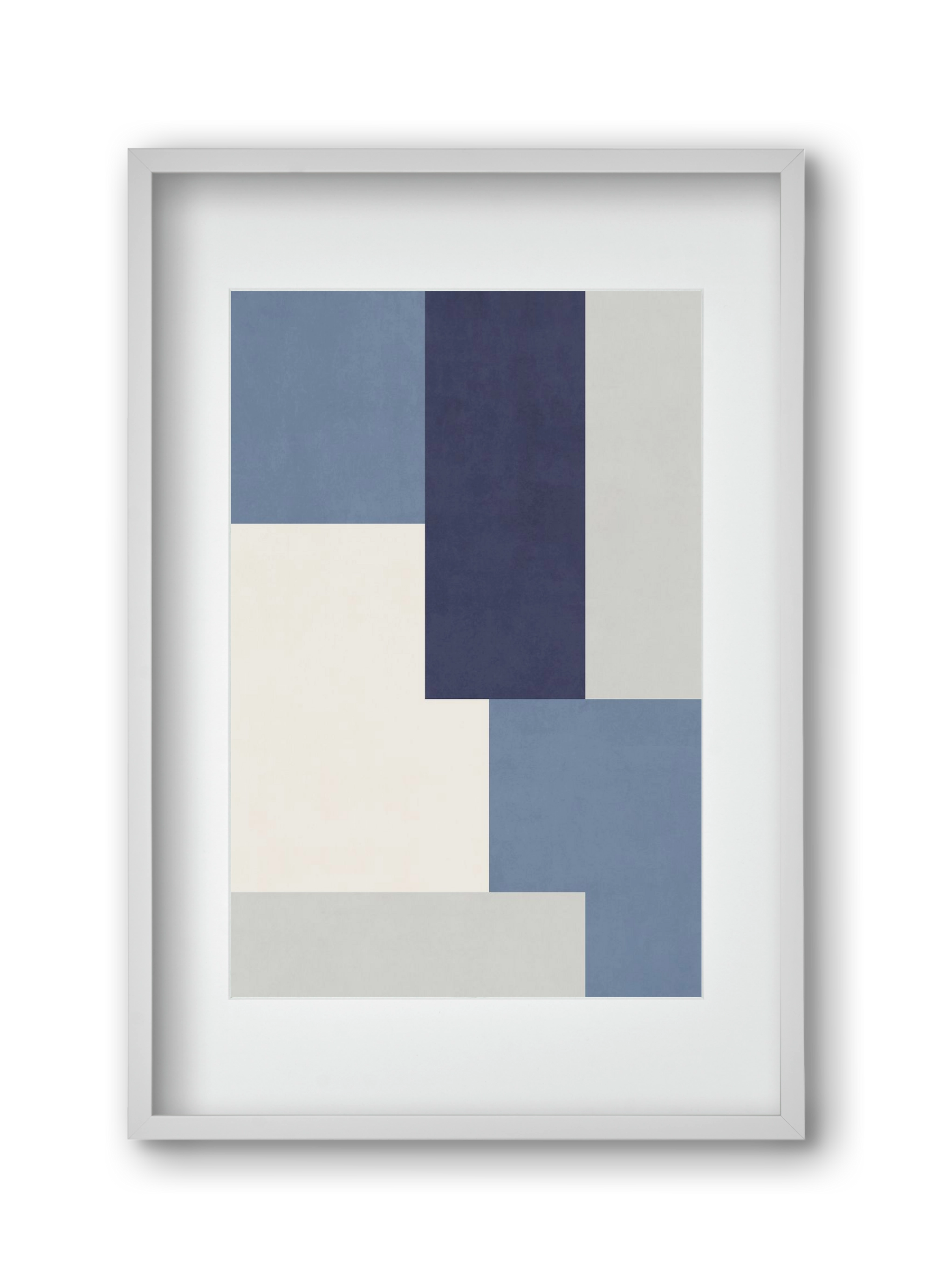 Composition of Geometric Shapes - Blue03, 30x45 cm (20x30 cm), Fehér keret, paszpartuval