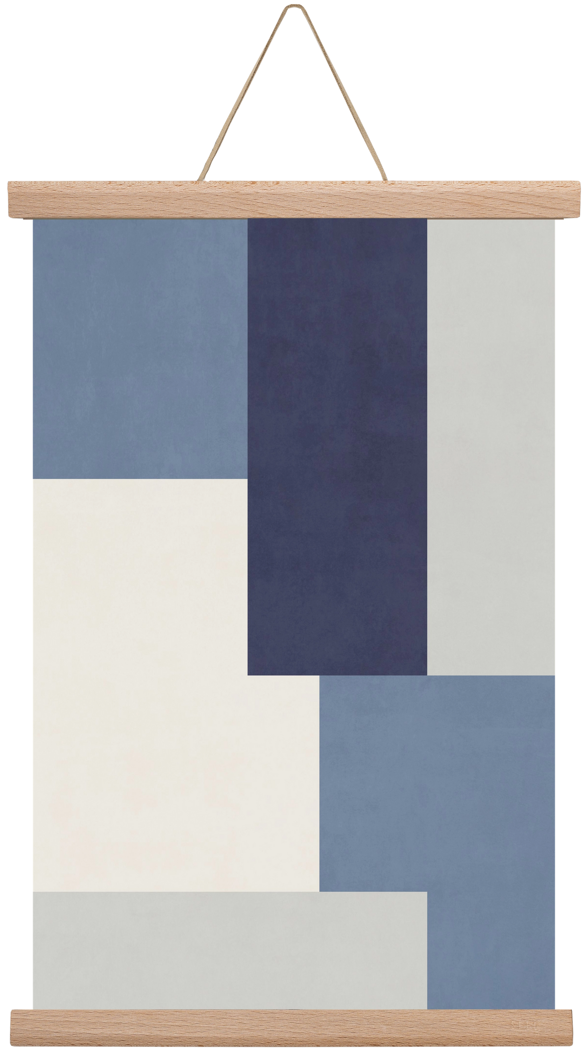 Composition of Geometric Shapes - Blue03, 30x45 cm (30x45 cm), Tölgy akasztó