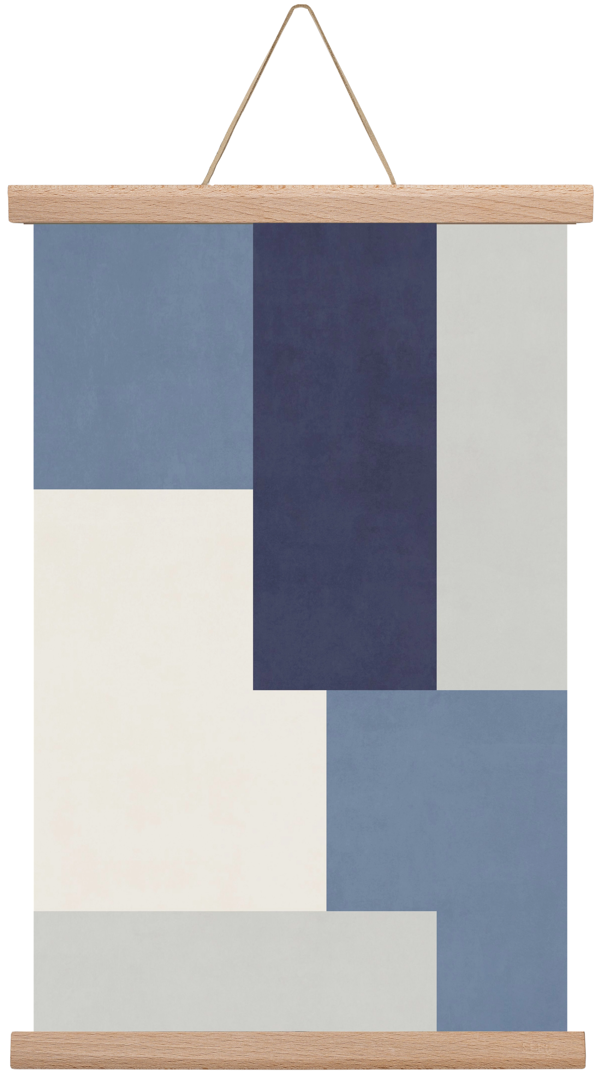 Composition of Geometric Shapes - Blue03, 30x45 cm (30x45 cm), Tölgy akasztó