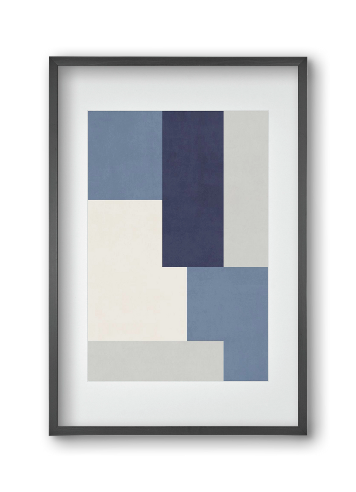 Composition of Geometric Shapes - Blue03, 30x45 cm (20x30 cm), Fekete keret, paszpartuval