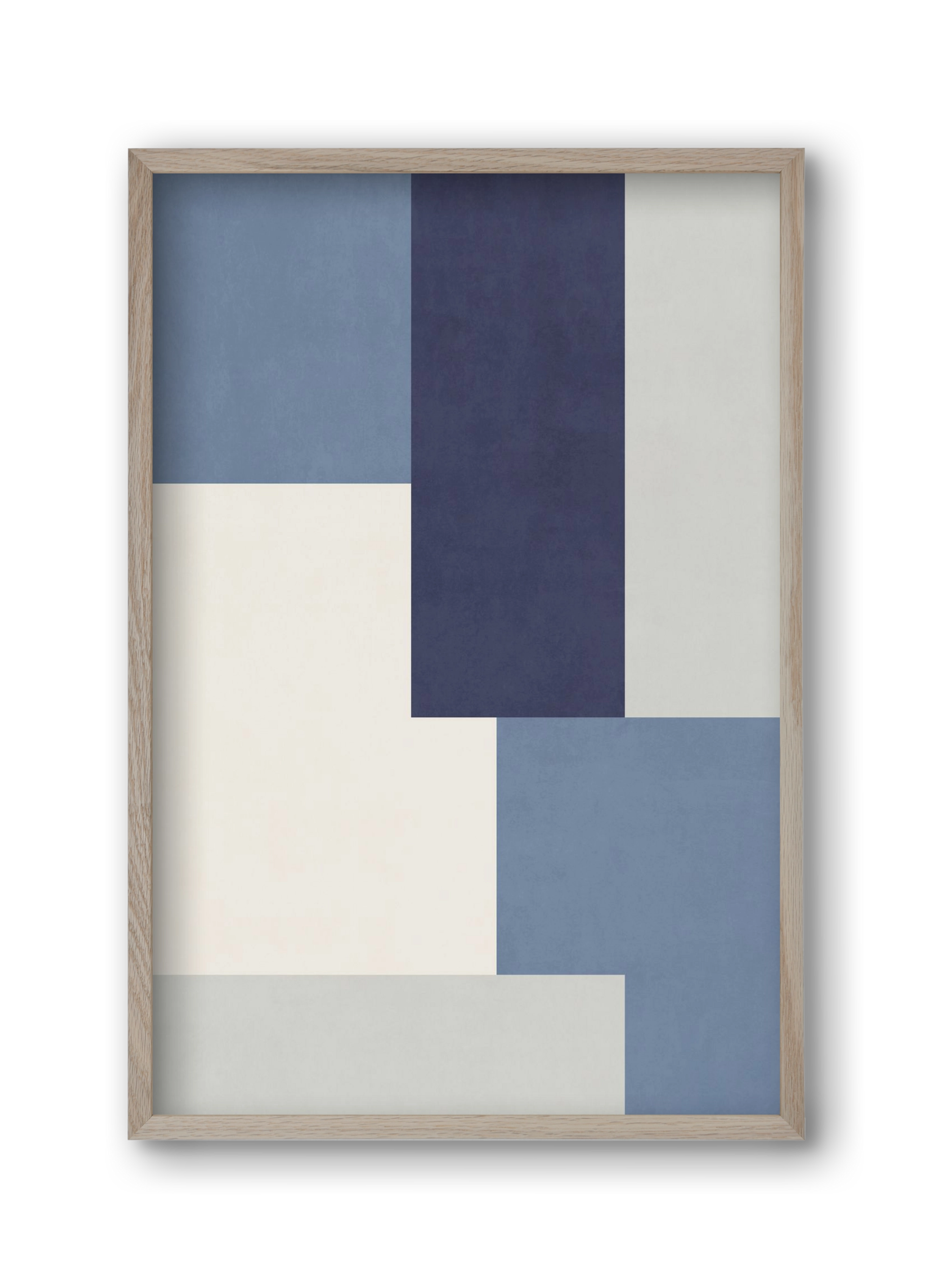 Composition of Geometric Shapes - Blue03, 30x45 cm (30x45 cm), Tölgy keret