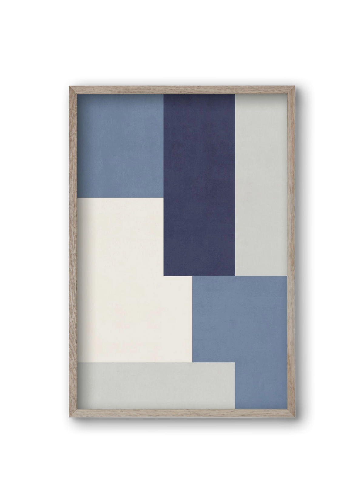 Composition of Geometric Shapes - Blue03, 20x30 cm (20x30 cm), Tölgy keret