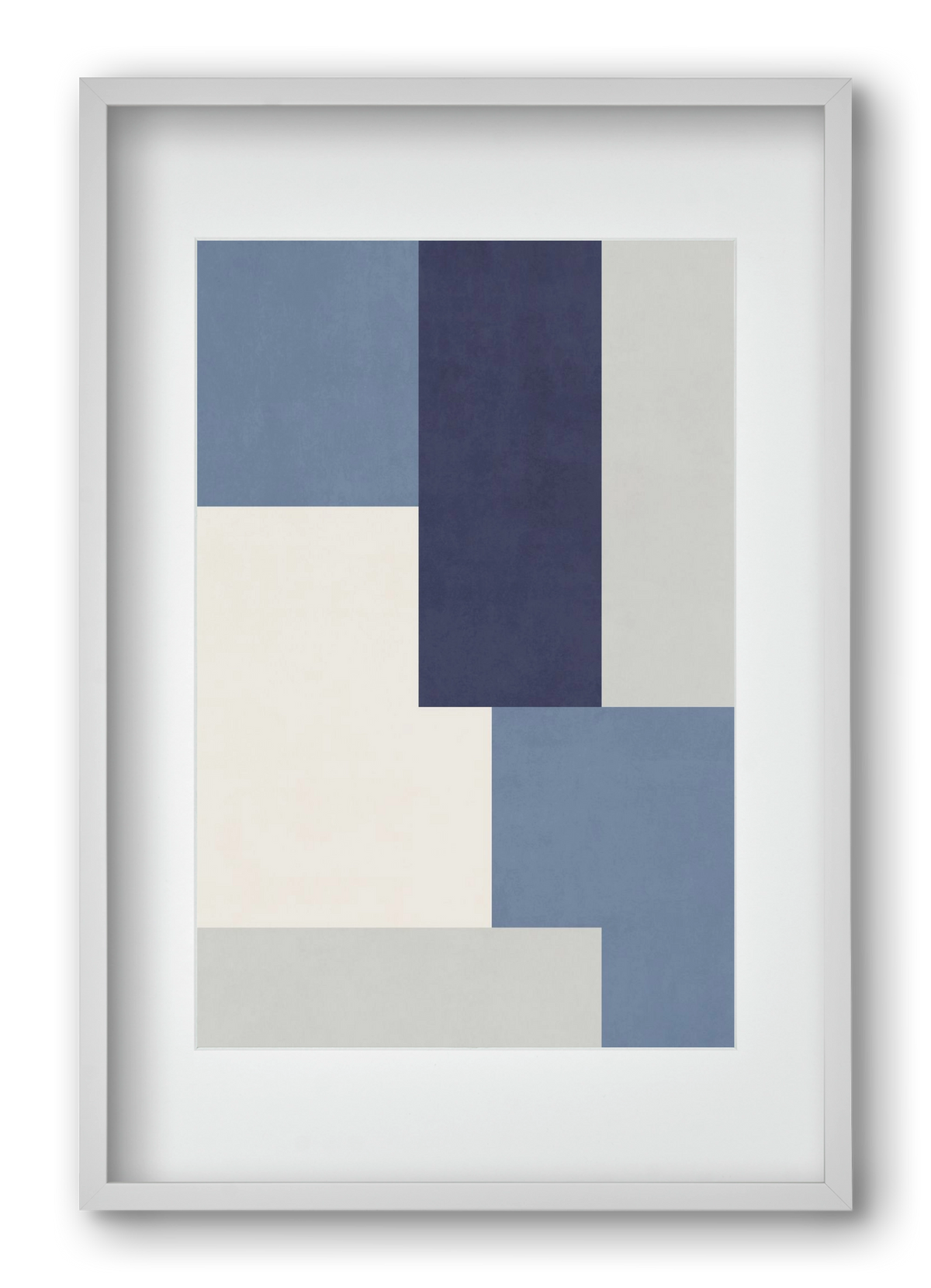 Composition of Geometric Shapes - Blue03, 40x60 cm (30x45 cm), Fehér keret, paszpartuval