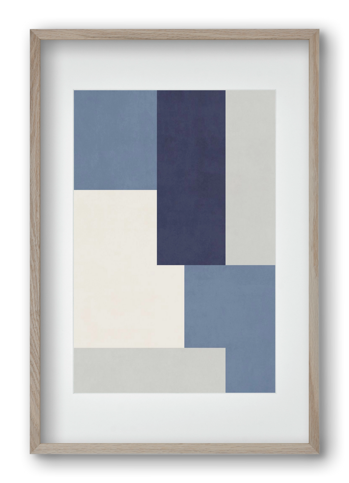 Composition of Geometric Shapes - Blue03, 40x60 cm (30x45 cm), Tölgy keret, paszpartuval