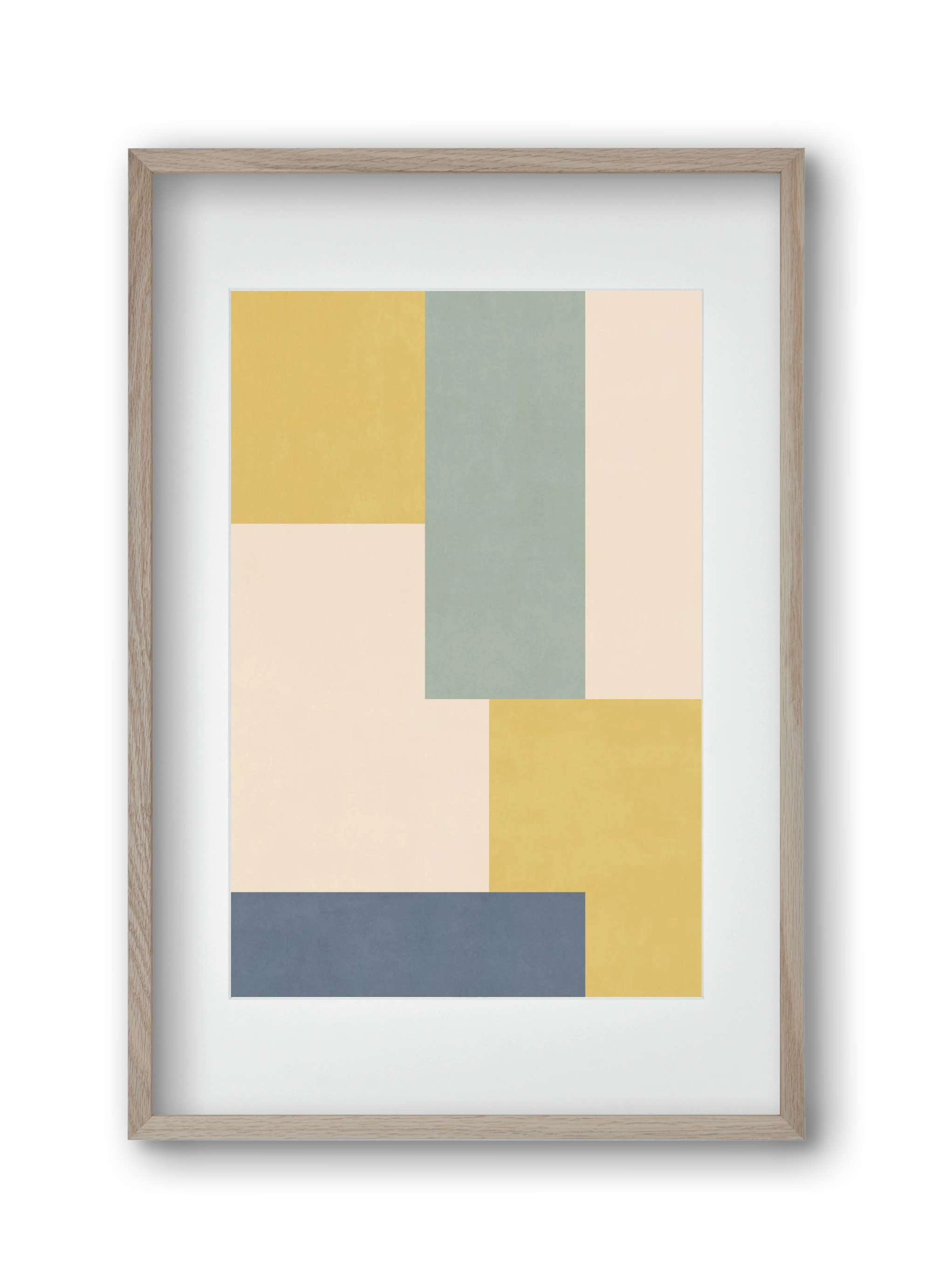 Composition of Geometric Shapes - Yb01, 30x45 cm (20x30 cm), Tölgy keret, paszpartuval