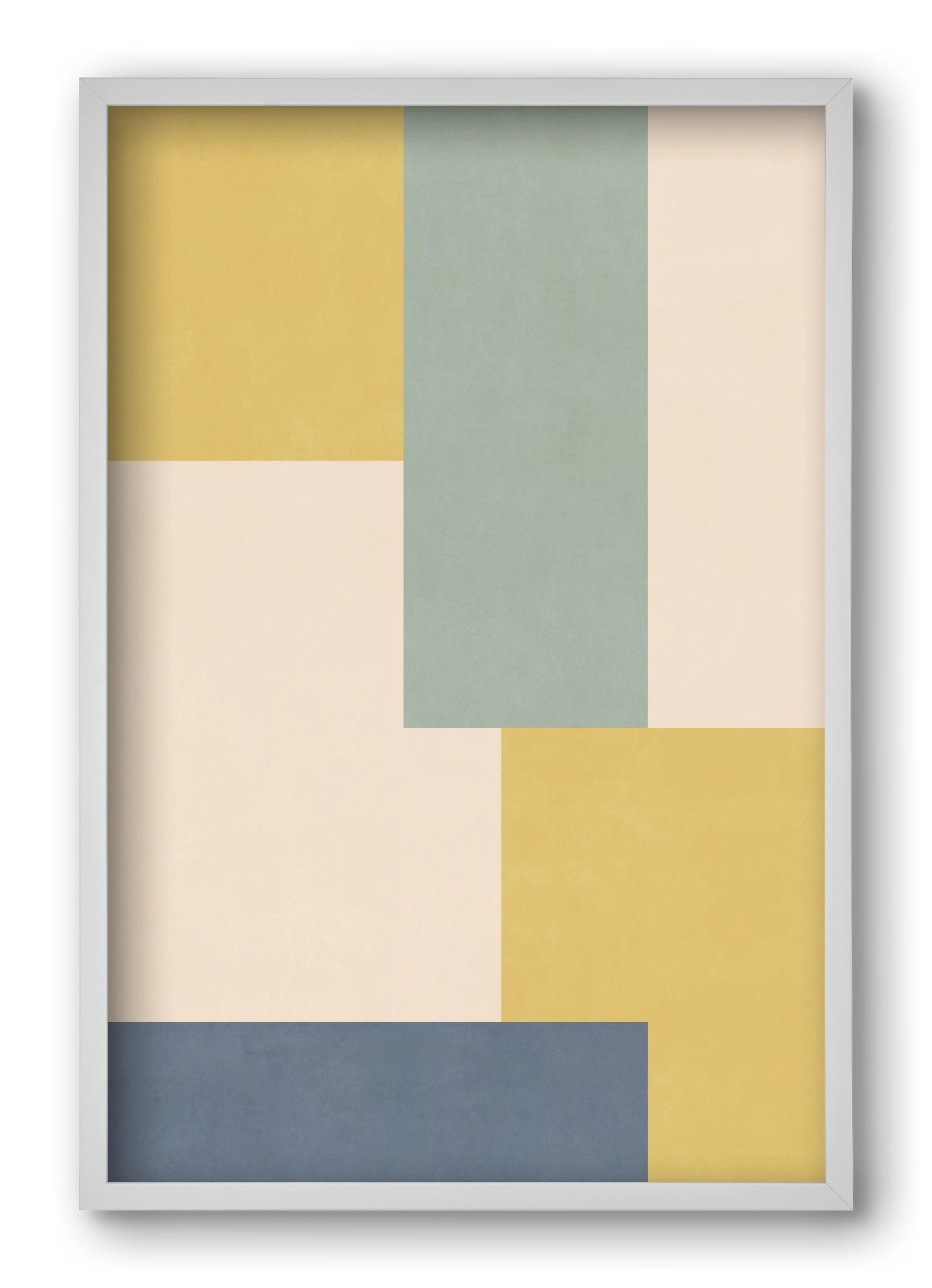 Composition of Geometric Shapes - Yb01, 40x60 cm (40x60 cm), Fehér keret