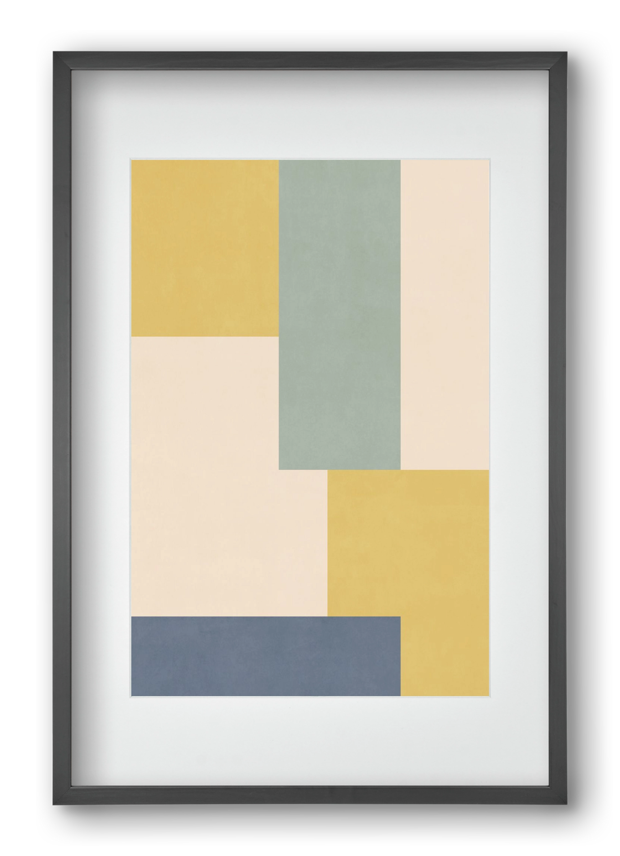 Composition of Geometric Shapes - Yb01, 40x60 cm (30x45 cm), Fekete keret, paszpartuval