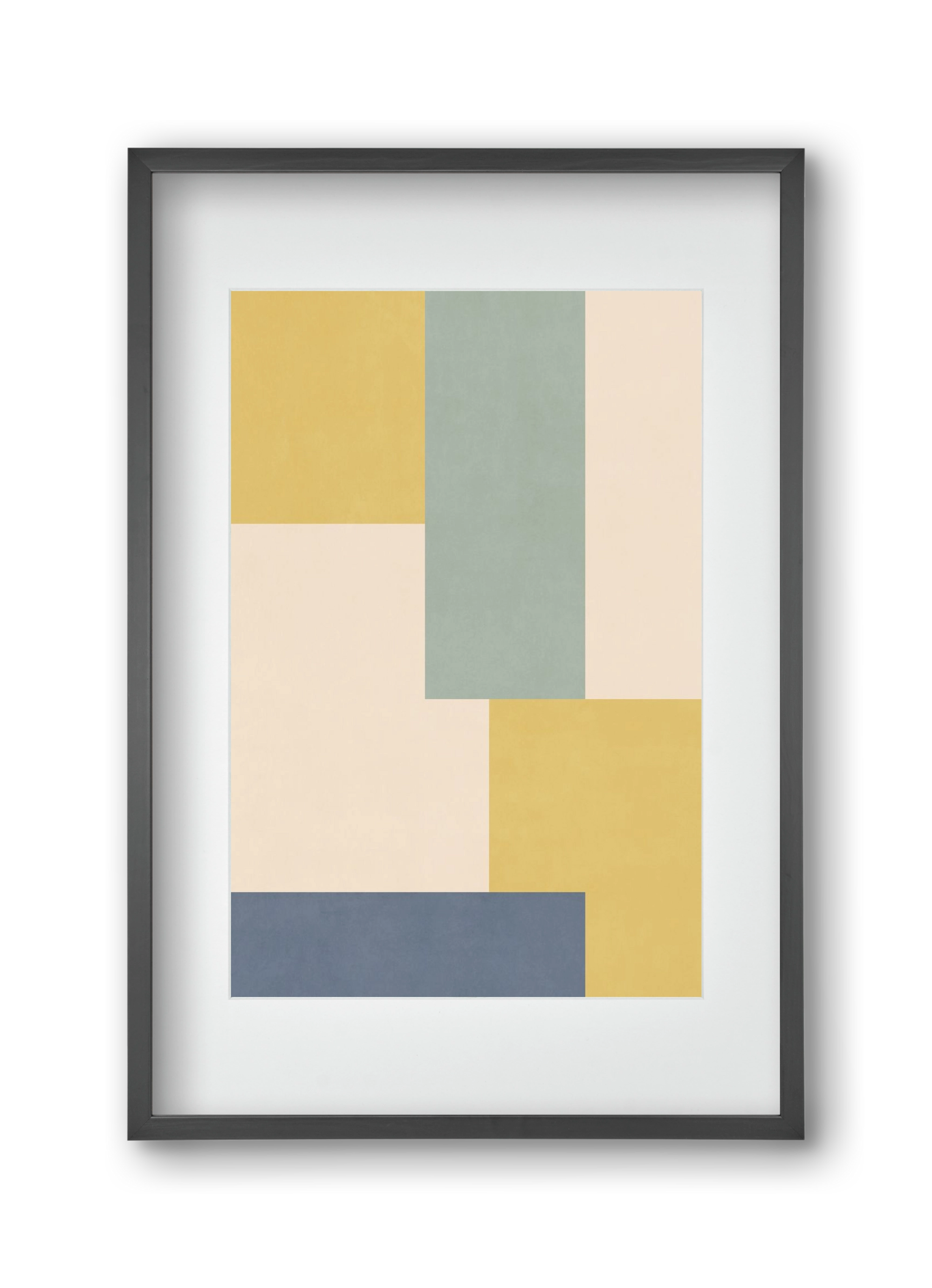 Composition of Geometric Shapes - Yb01, 30x45 cm (20x30 cm), Fekete keret, paszpartuval