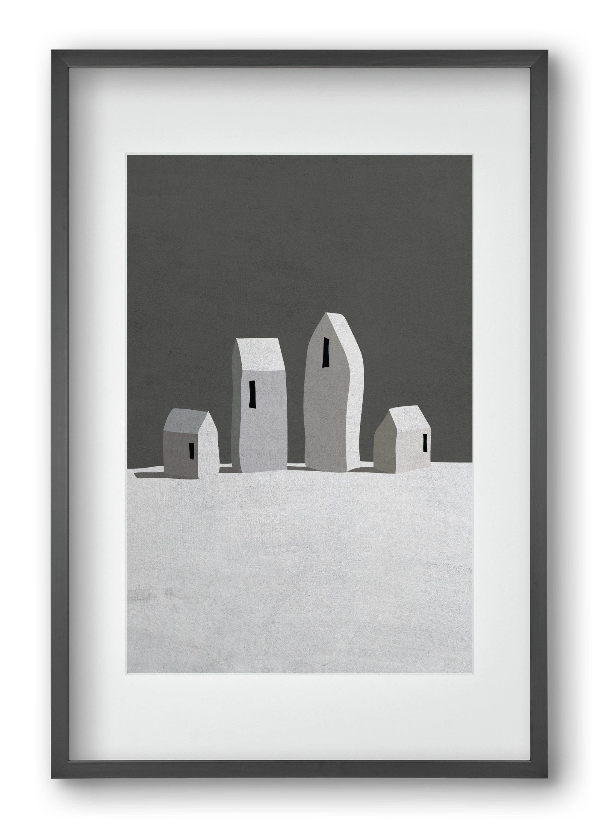 Tél, 40x60 cm (30x45 cm), Fekete keret, paszpartuval